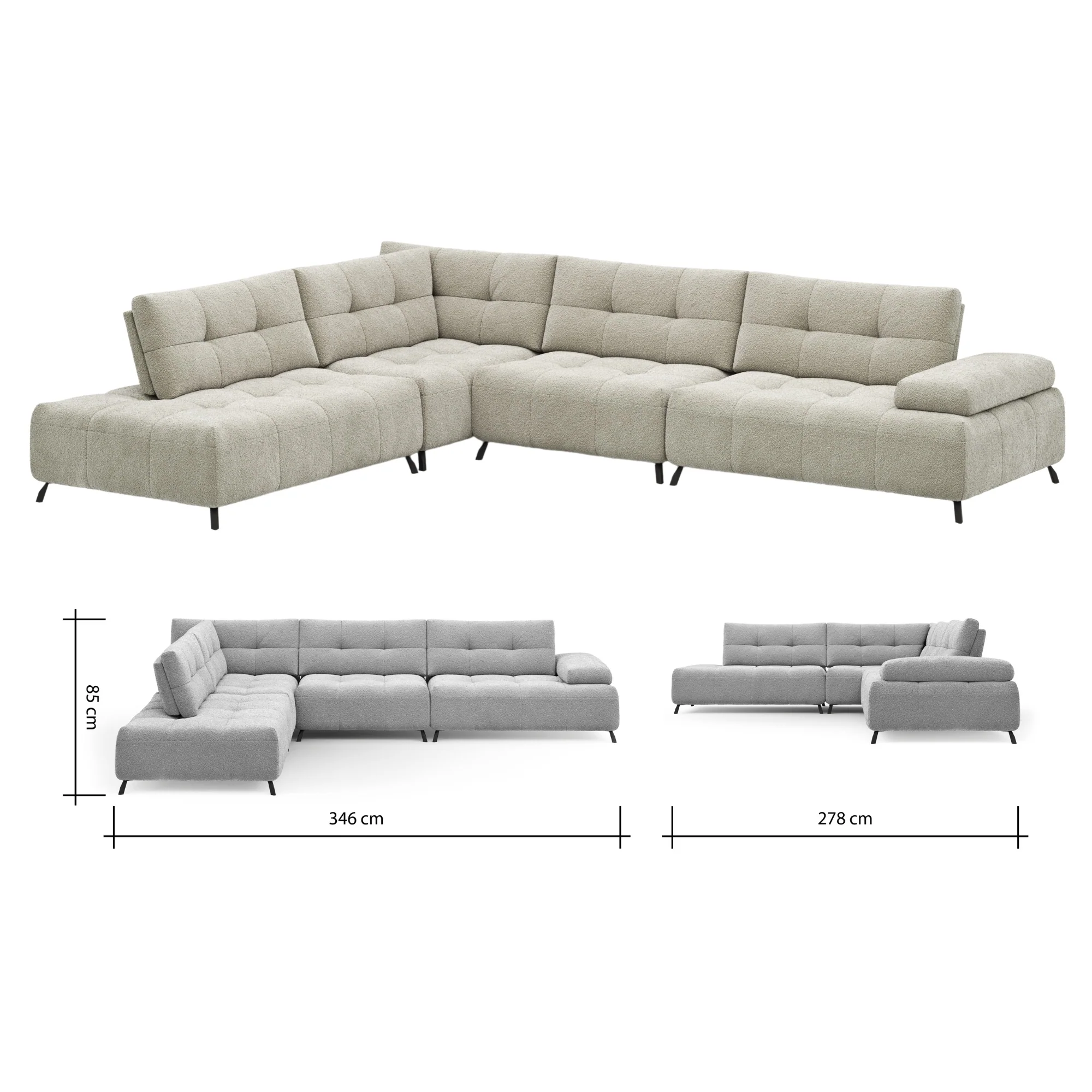 Contur Ecksofa Comodo, 2,5 Sitzer mit Stofbezug offwhite, Eckteil links - Image 3