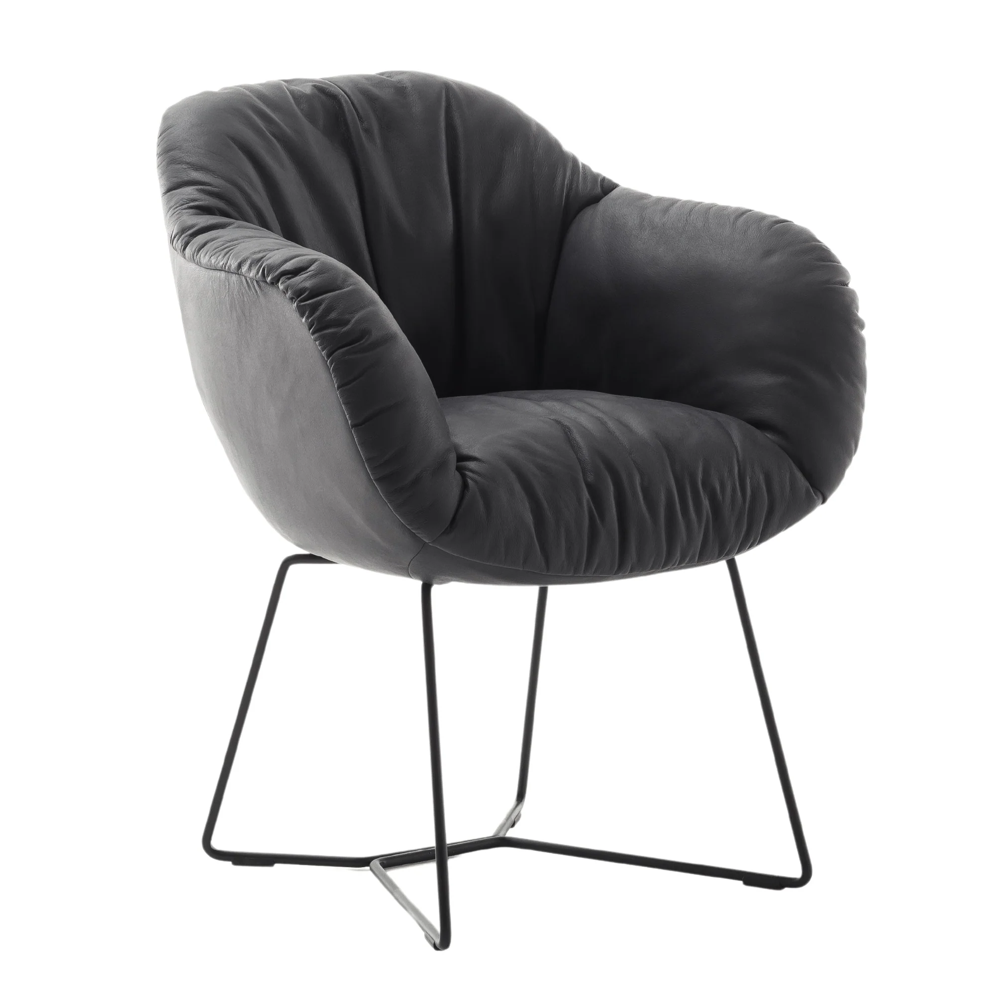 Contur Esszimmerstuhl Sevano, Schalensessel Dinnerchair, Leder anthrazit