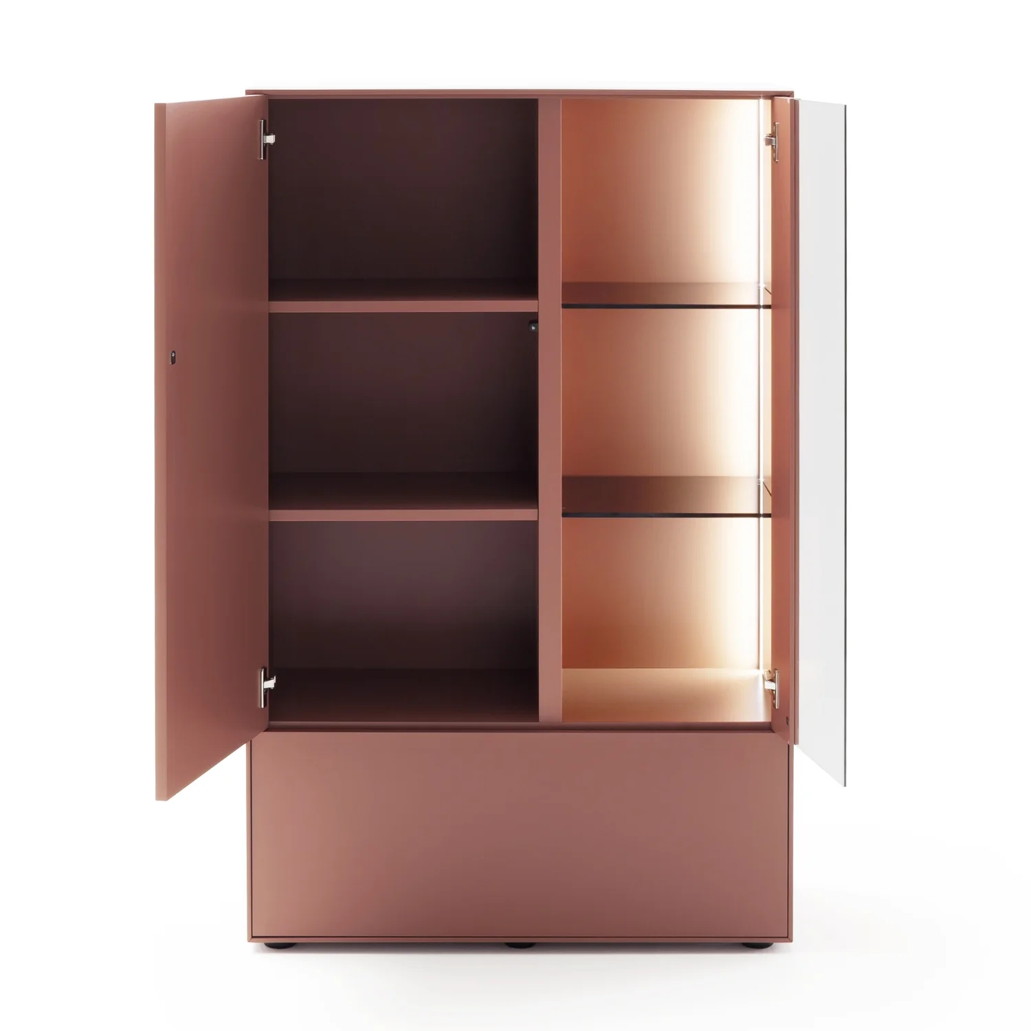 Contur Highboard Colore inkl. Beleuchtung, Lack Samtbeere, mit Glaselement - Image 4