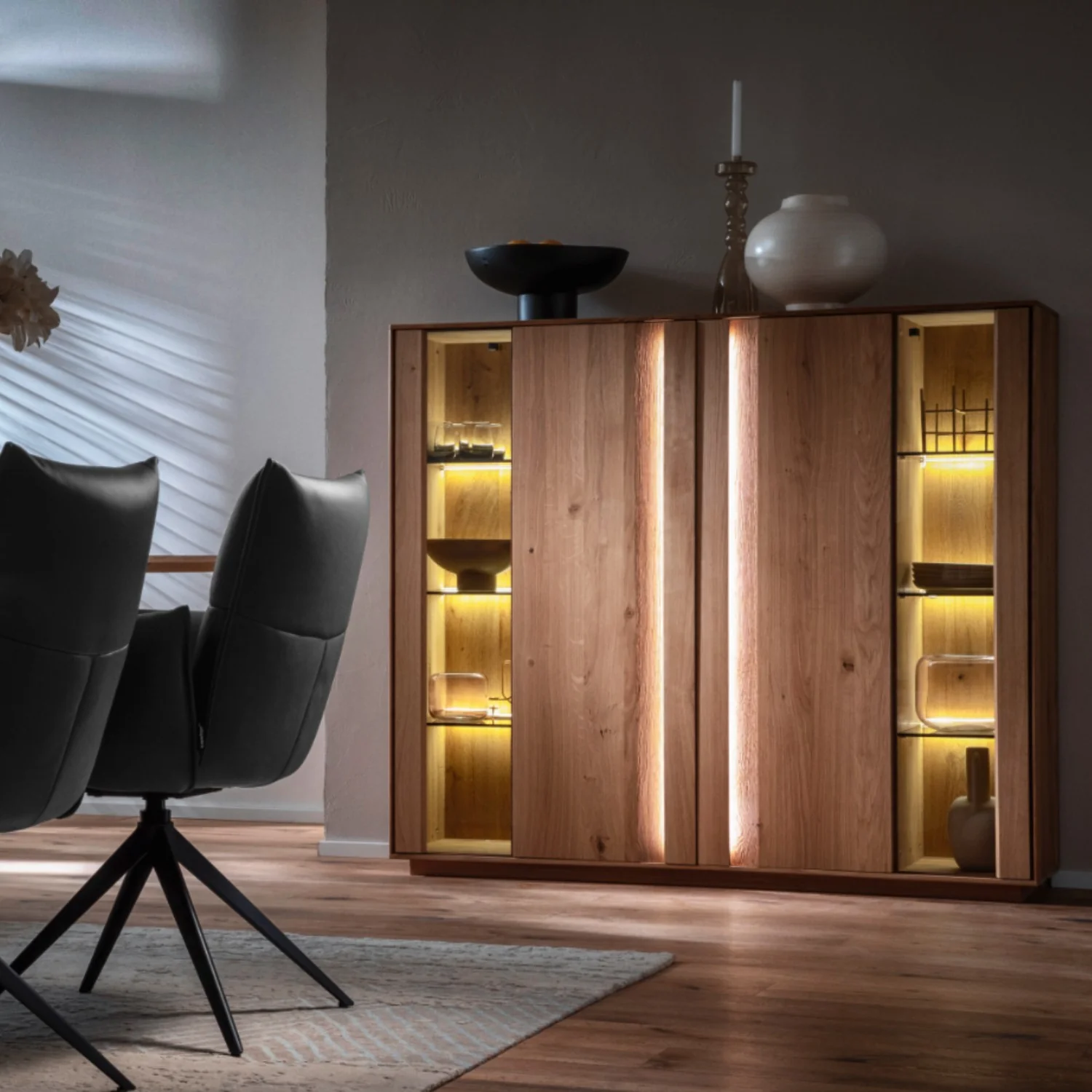 Contur Highboard Due Viso inkl. Beleuchtung, Wildeiche geölt - Image 3