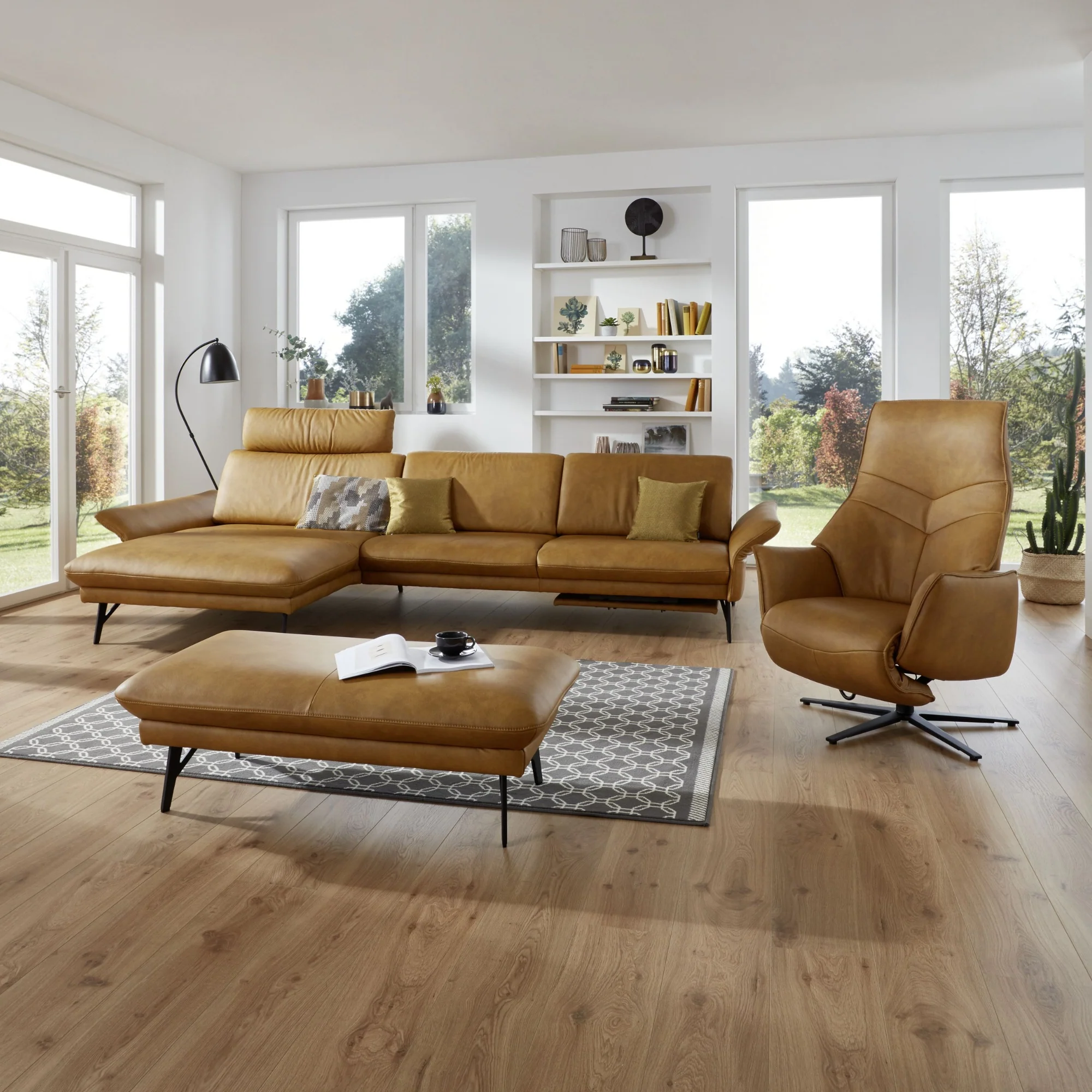 EMC Ecksofa EM Tivoli, 2,5-Sitzer Sofa inkl. Sitztiefen- und Armteilverstellung, Leder Mais - Image 3