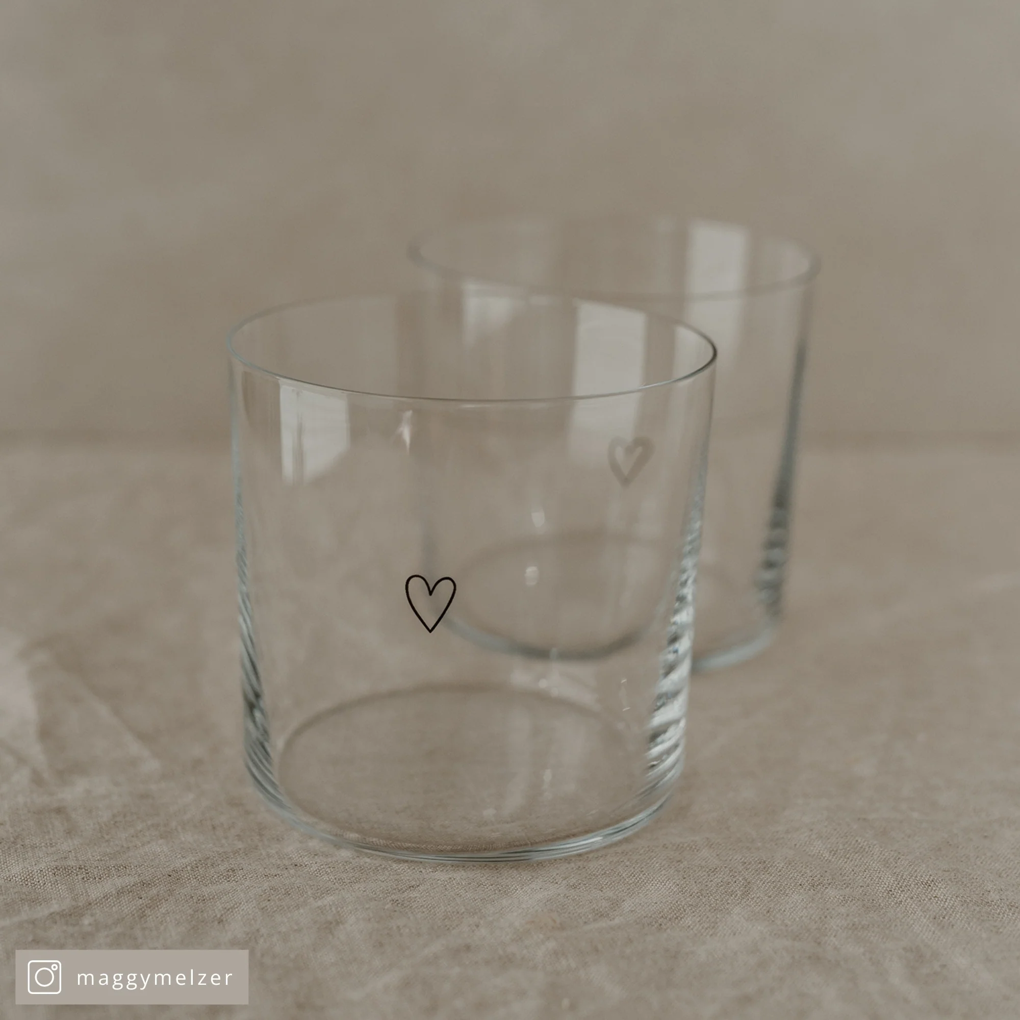 Eulenschnitt 2er-Set Trinkgläser, Herz-Motiv schwarz, 350 ml - Image 2