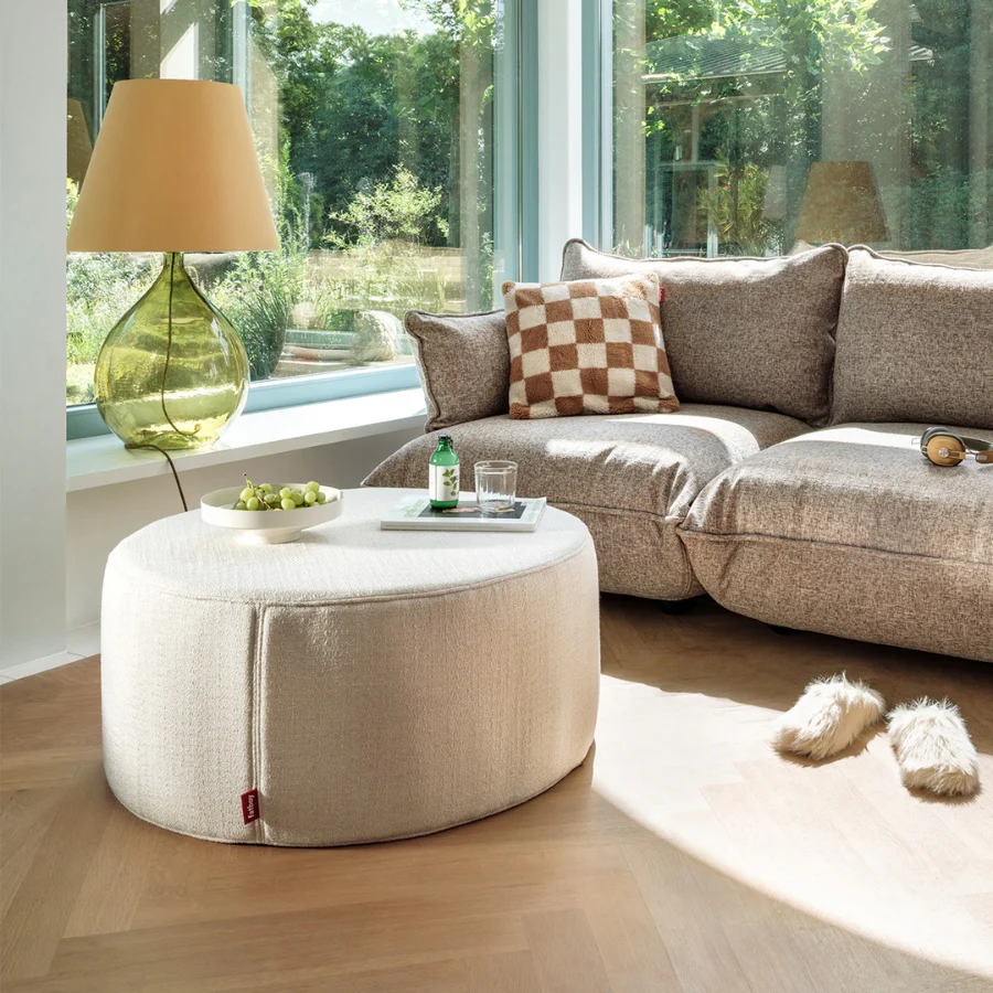 Fatboy Hocker Pfffh, vielseitiger Retro-Sitzhocker & Beistelltisch, recycelter Bouclé-Stoff-Bezug - Image 4