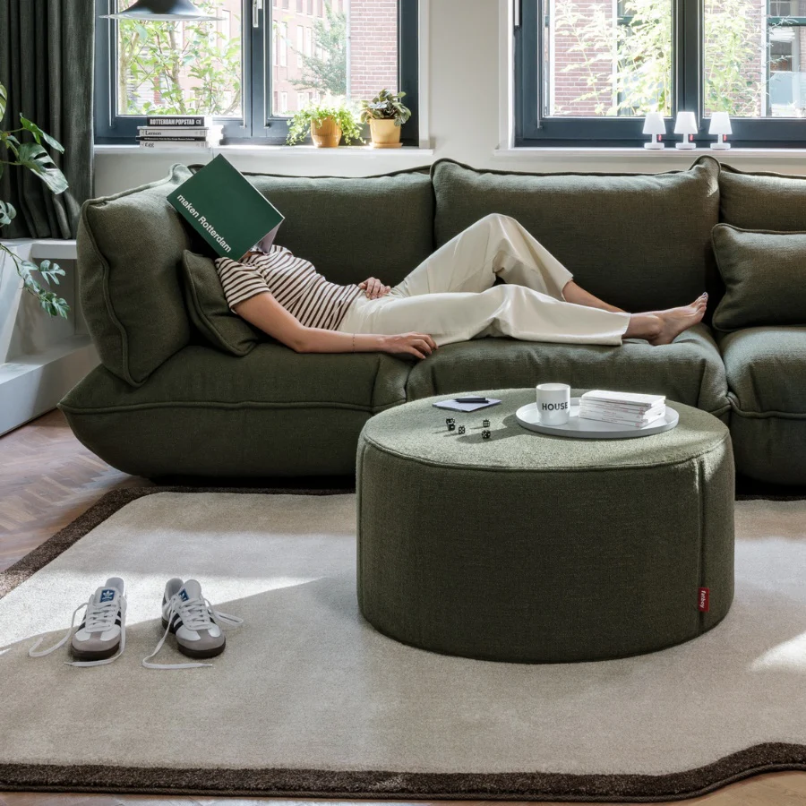 Fatboy Hocker Pfffh, vielseitiger Retro-Sitzhocker & Beistelltisch, recycelter Bouclé-Stoff-Bezug - Image 8