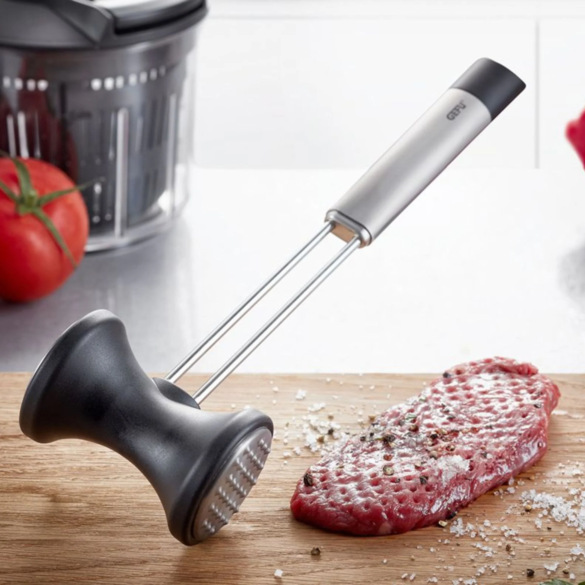 Gefu Fleischklopfer PRIMELINE, doppelseitiger Fleischhammer aus Edelstahl - Image 2