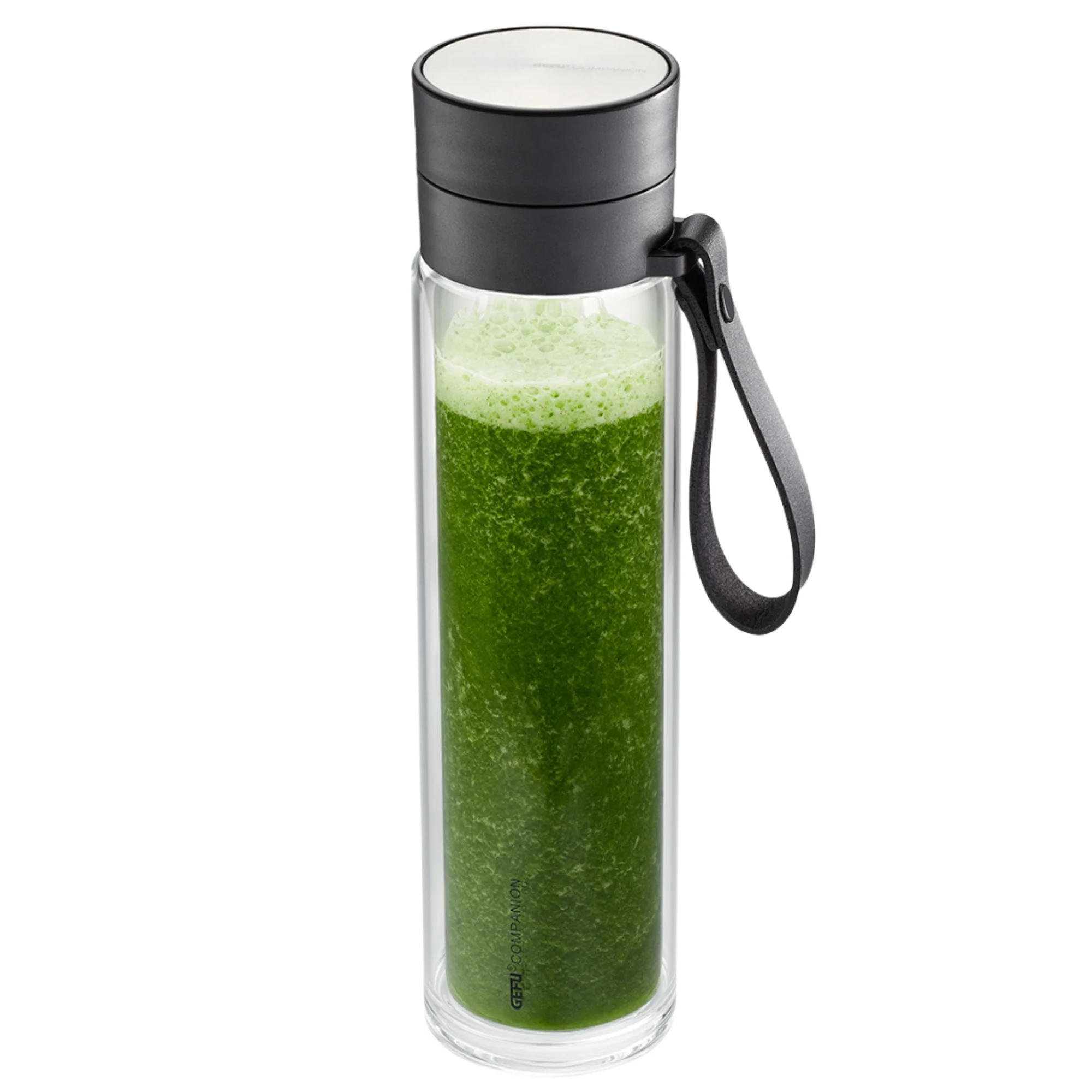 Gefu Glastrinkflasche COMPANION 450ml, doppelwandig, Borosilitglas, mit Teefilter, Schutzhülle aus Filz - Image 3