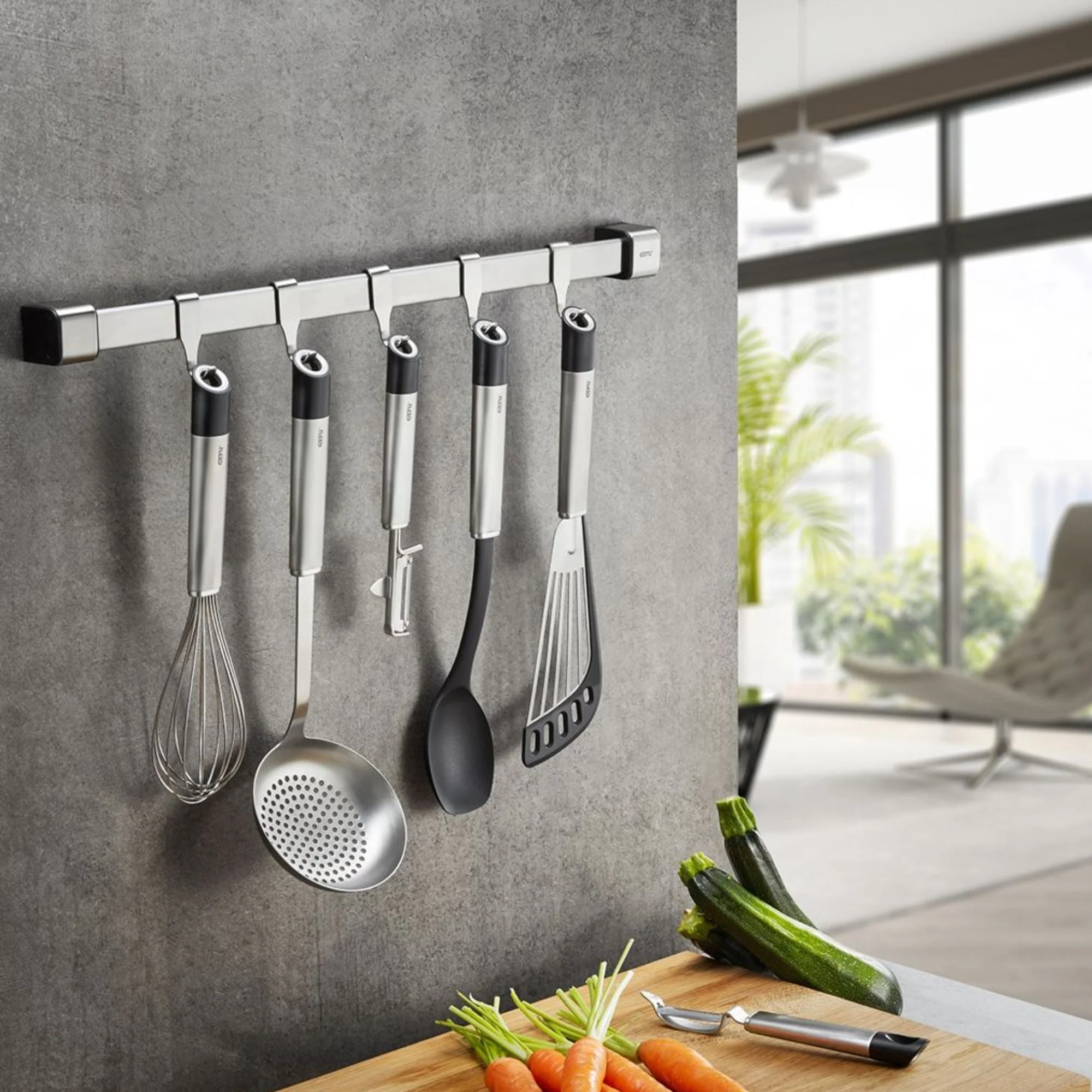 Gefu Küchenleiste SMARTLINE, 50cm, Küchenhalterung für Küchenutensilien, Edelstahl - Image 3