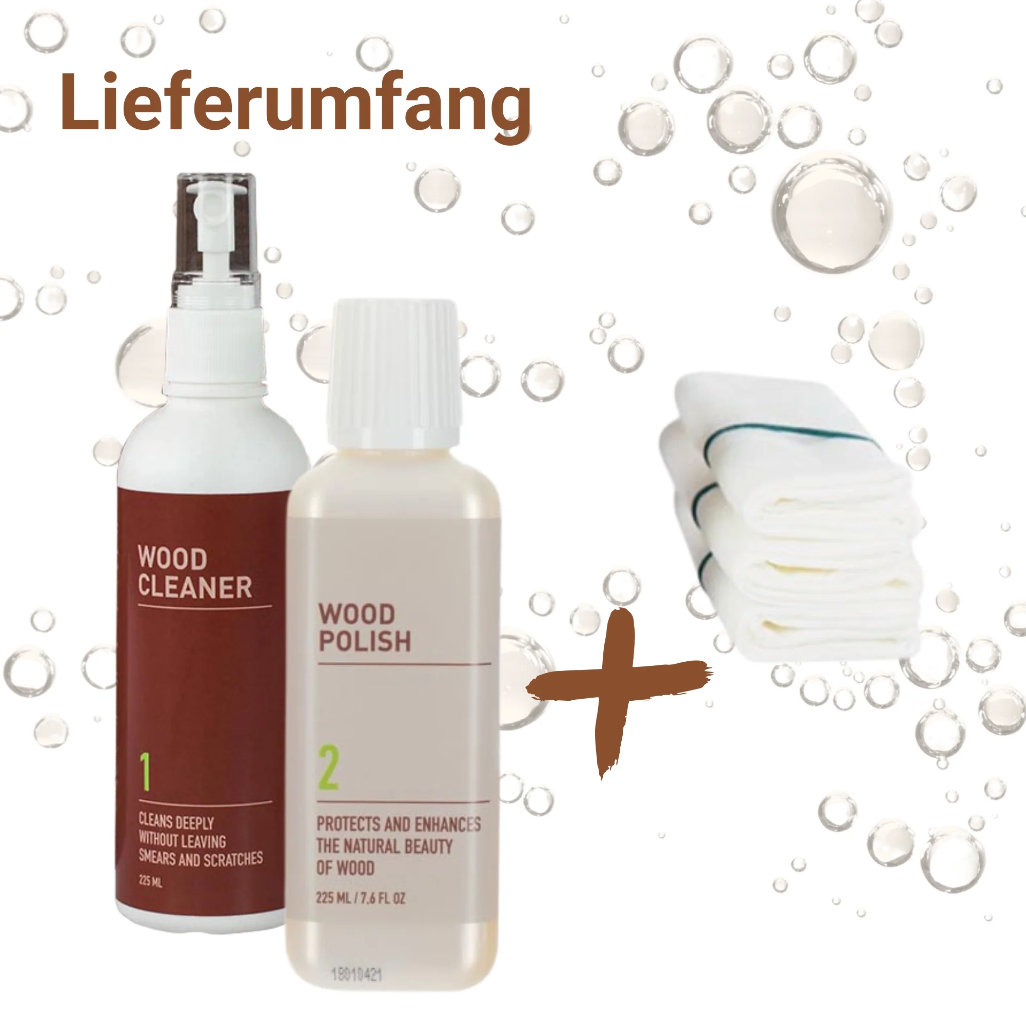 Holzpflege-Set Wood Care, 225ml Holzreiniger & Holzpolitur inkl. Reinigungstuch für Holzmöbel und Vertäfelungen - Image 4