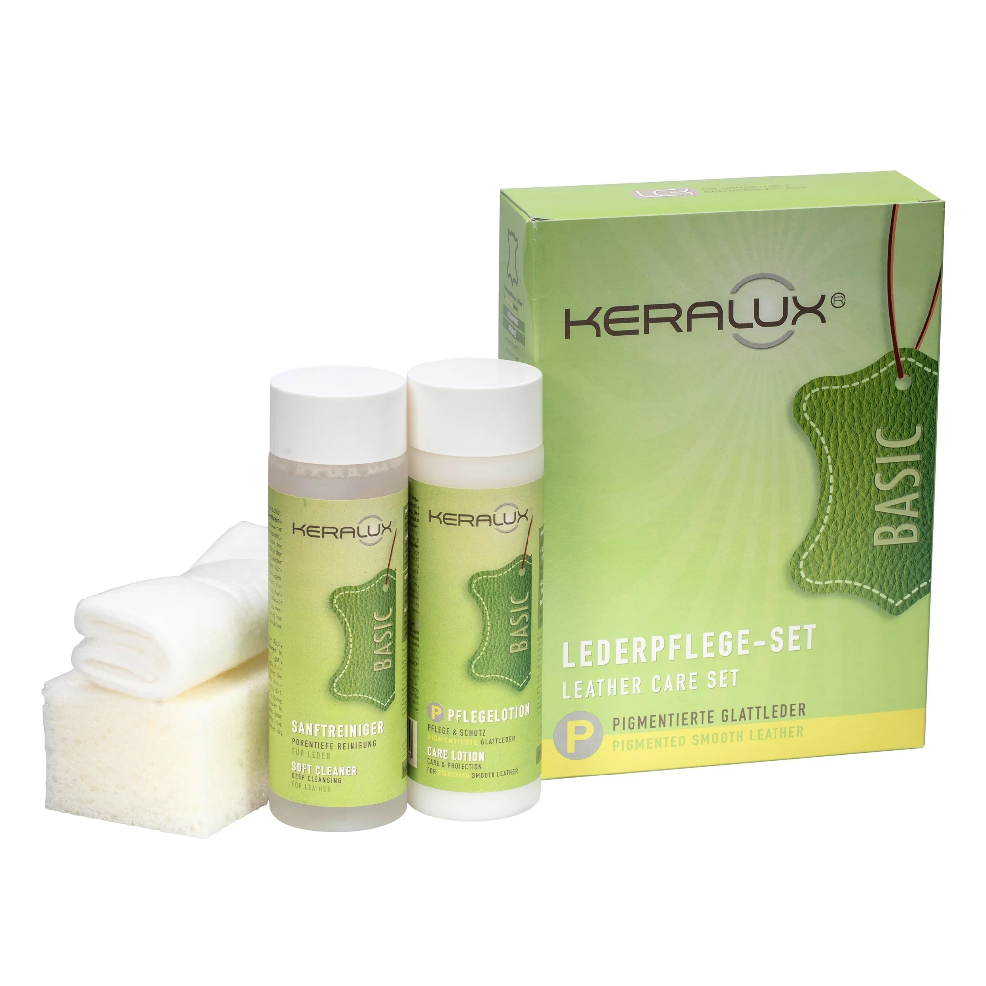 KERALUX® Lederpflege-Set P für pigmentierte Glattleder, Semi-Anilin & Longlife-Leder, 4-tlg.