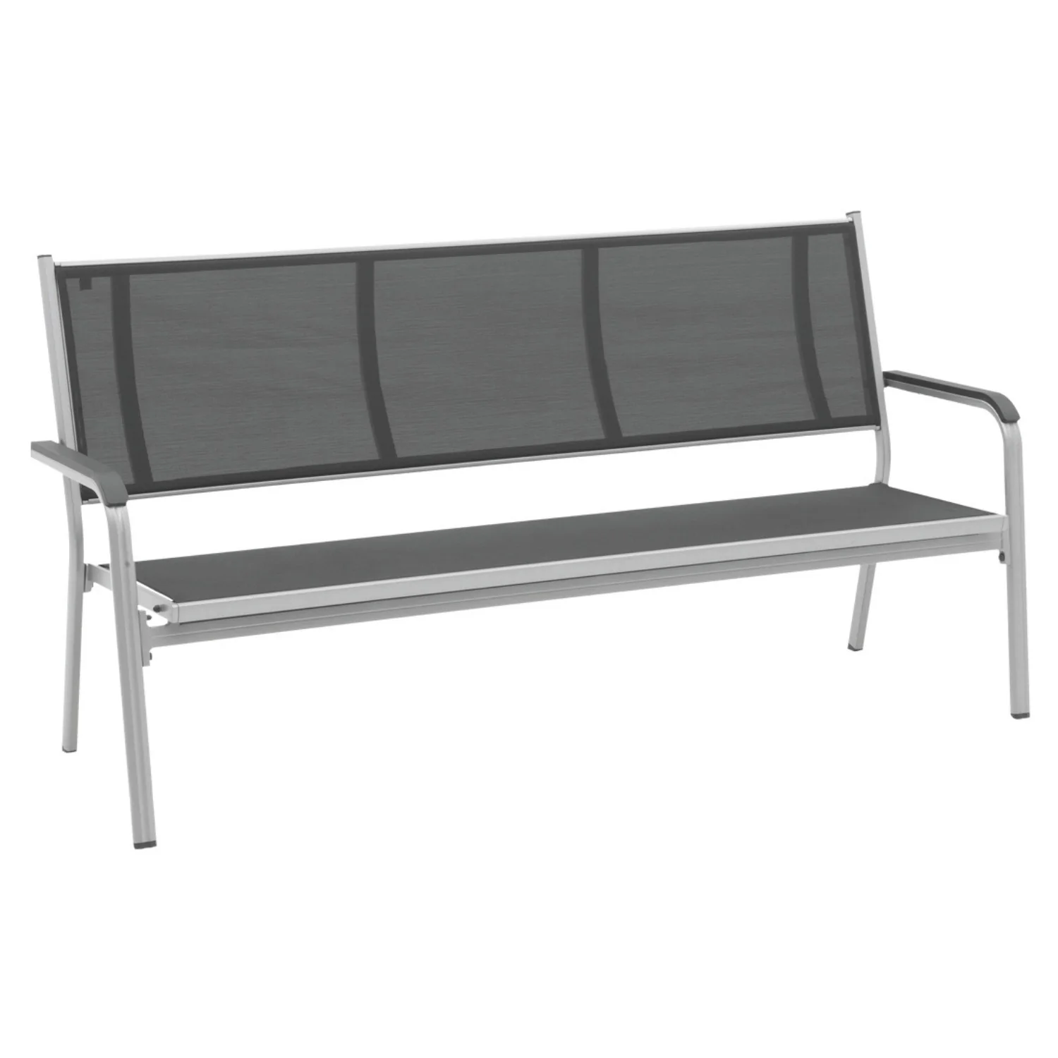 KETTLER Gartenbank Basic Plus, Sitzbank mit Alu-Gestell, silber anthrazit - Image 3