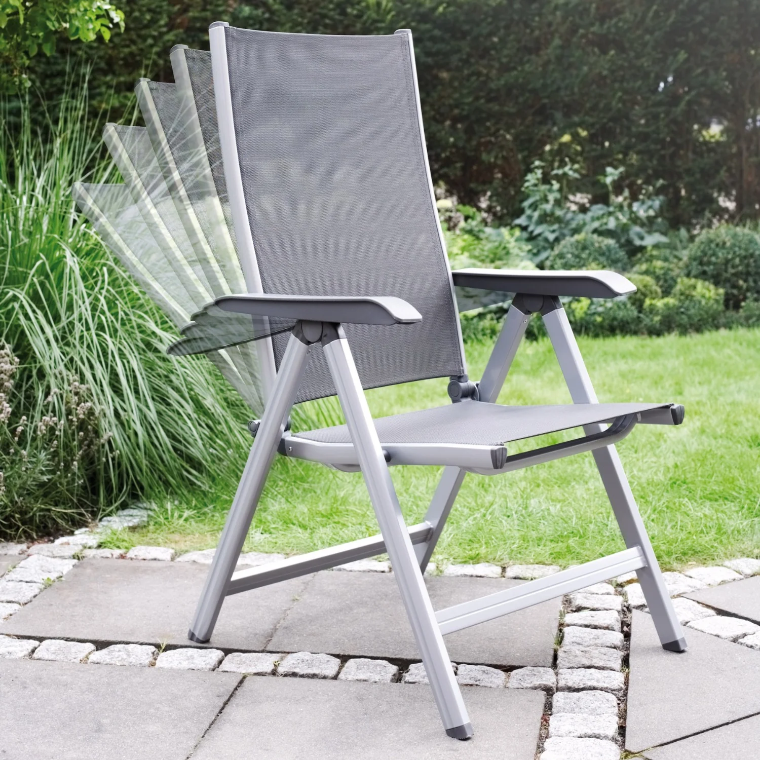 KETTLER Gartensessel Basic Plus, Gartenstuhl mit Alu-Gestell, silber anthrazit - Image 3