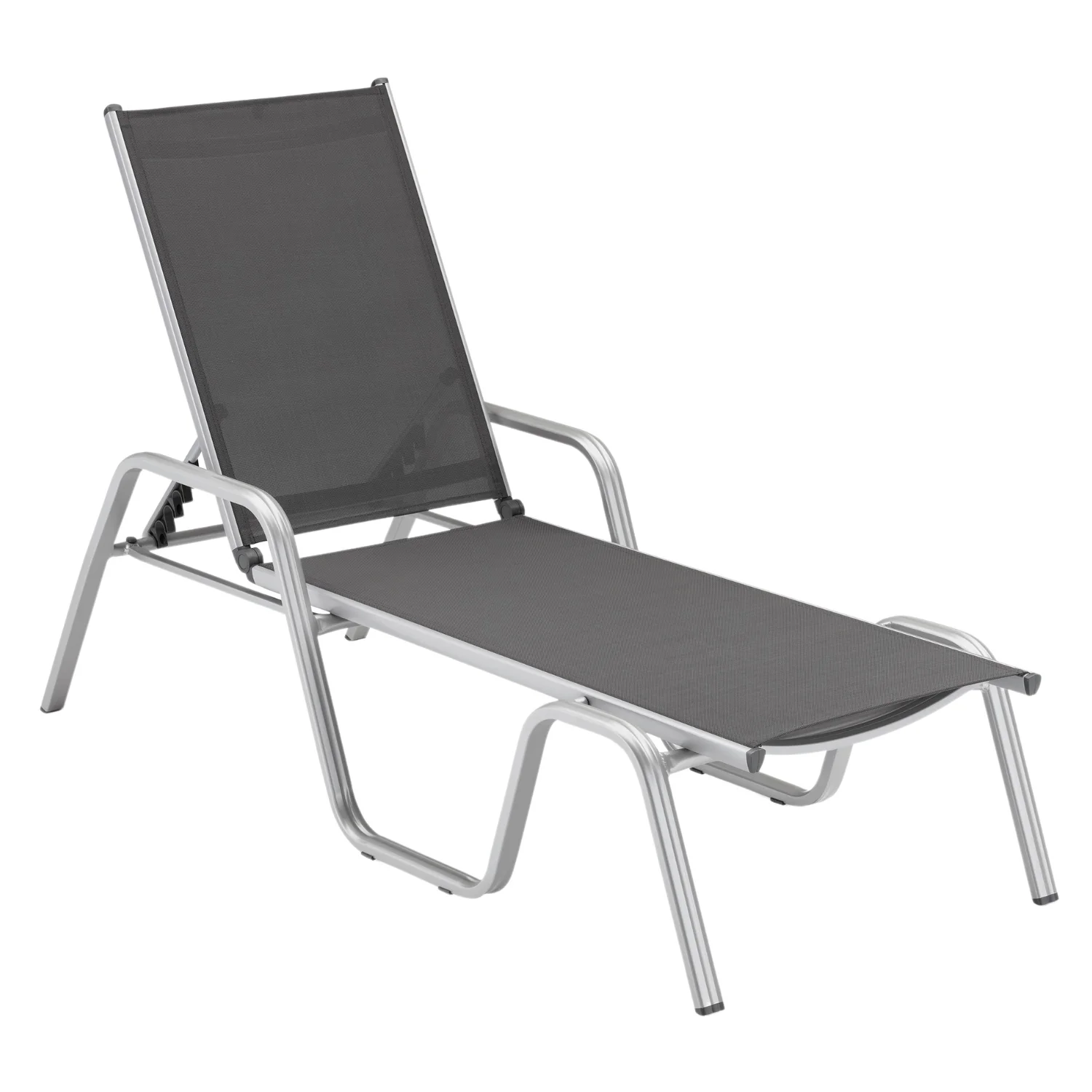 KETTLER Stapelliege Basic Plus, Gartenliege mit Alu-Gestell, silber anthrazit