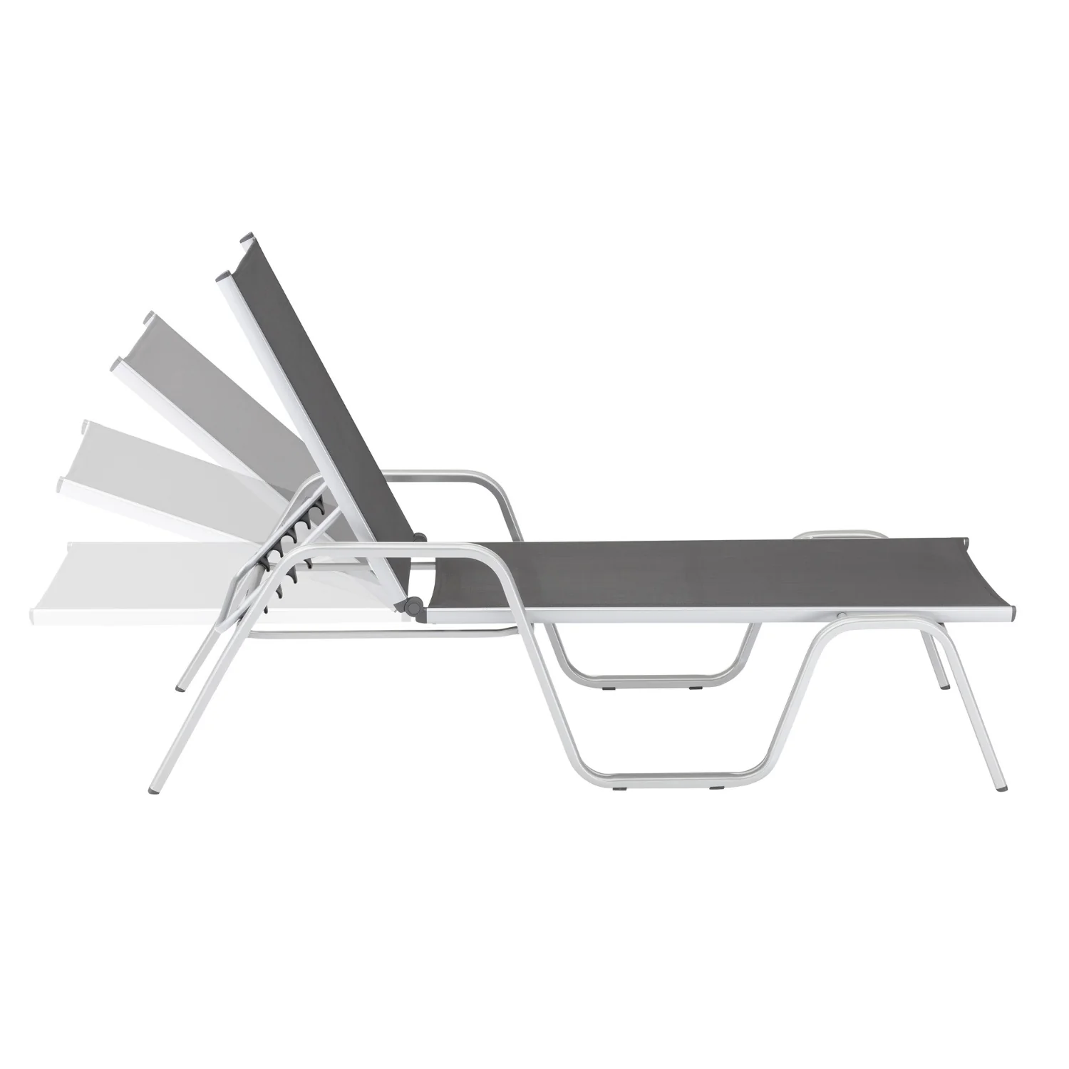 KETTLER Stapelliege Basic Plus, Gartenliege mit Alu-Gestell, silber anthrazit - Image 3