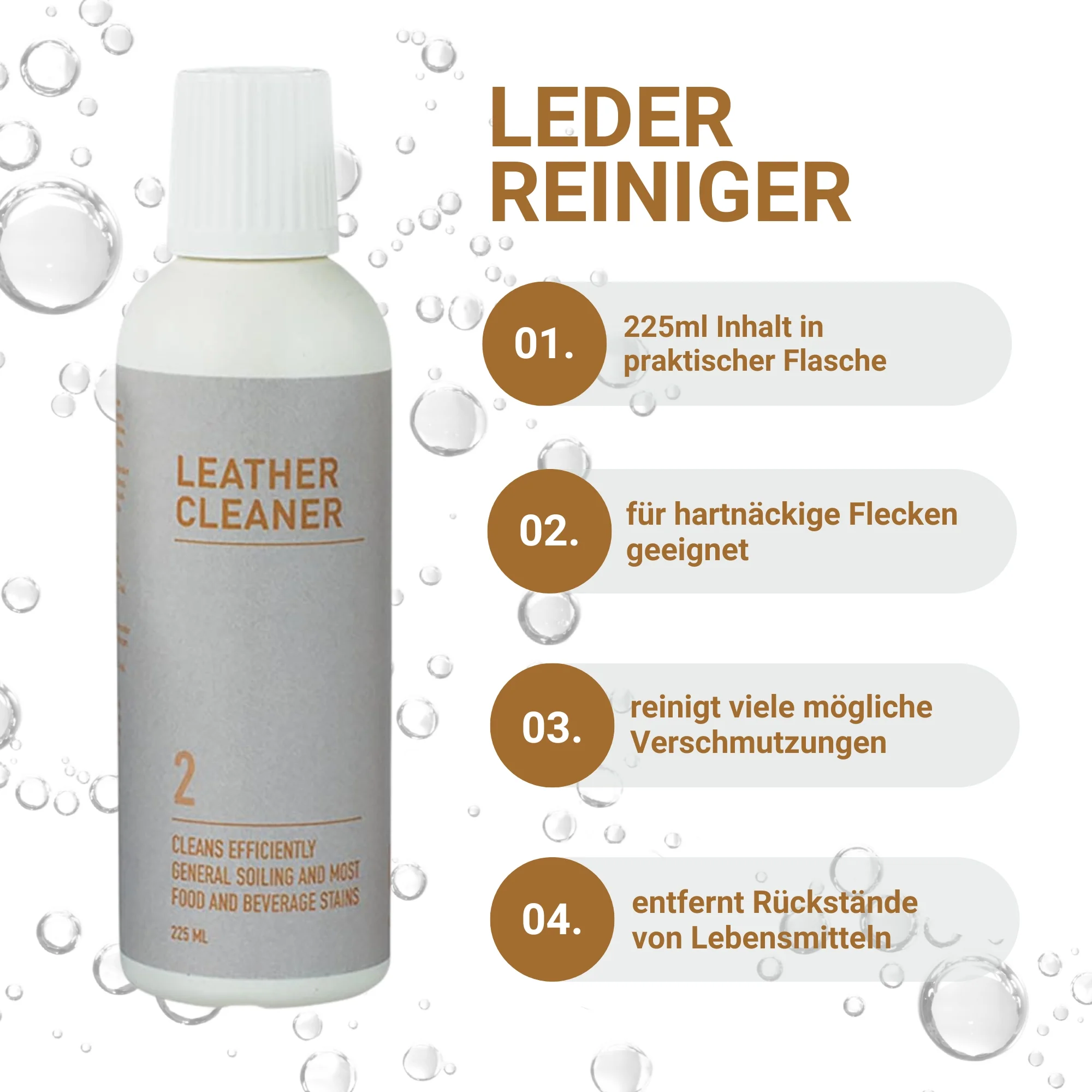 Lederpflege-Set, Himolla Light Colored Leather Care, 3-Schritte Lederreinigung & Pflege inkl. Reinigungsschwamm & Tuch, für helle Leder & Vinyl - Image 3