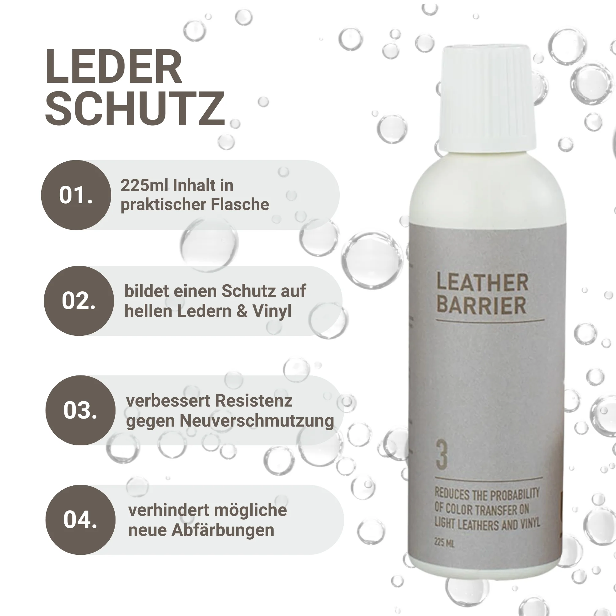 Lederpflege-Set, Himolla Light Colored Leather Care, 3-Schritte Lederreinigung & Pflege inkl. Reinigungsschwamm & Tuch, für helle Leder & Vinyl - Image 4