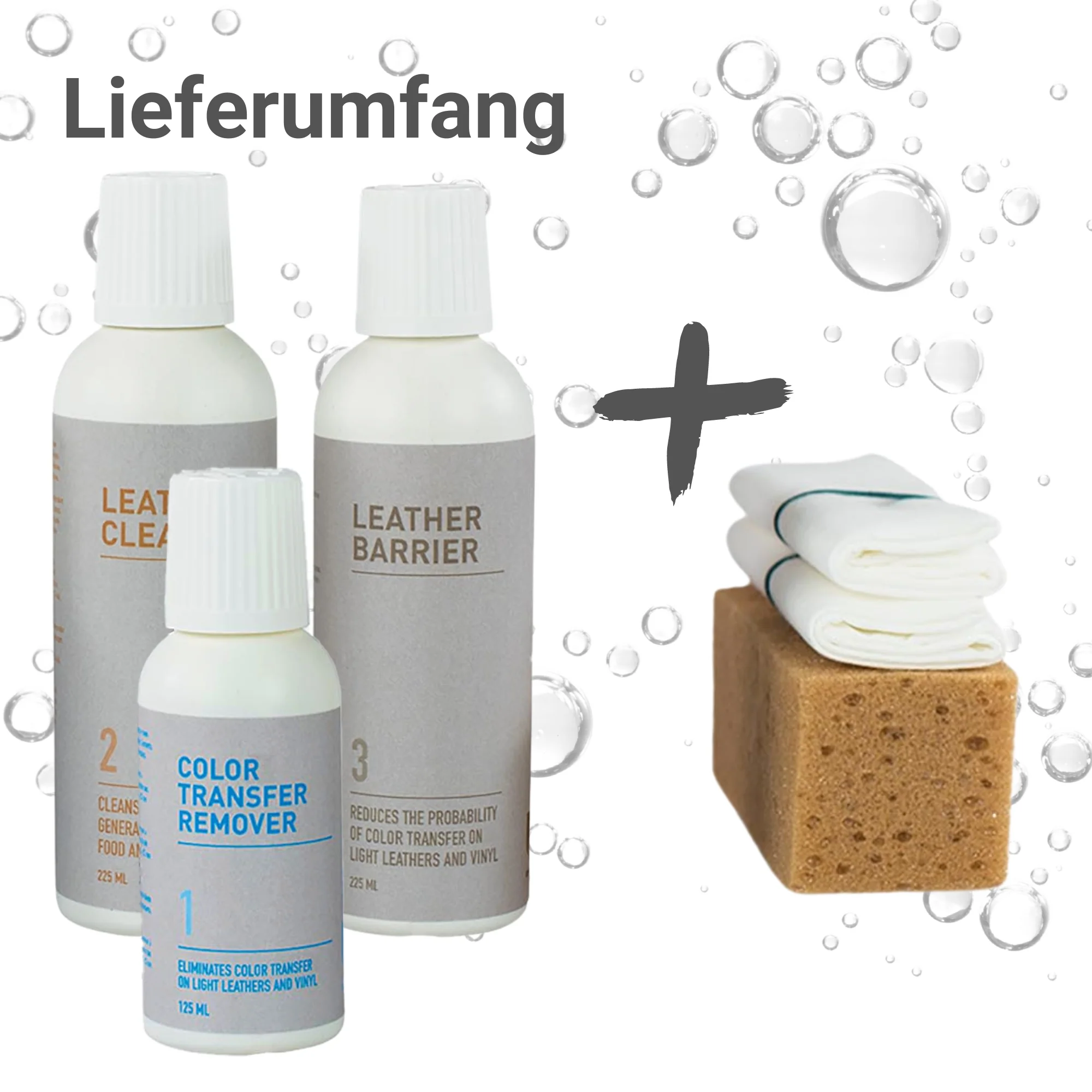 Lederpflege-Set, Himolla Light Colored Leather Care, 3-Schritte Lederreinigung & Pflege inkl. Reinigungsschwamm & Tuch, für helle Leder & Vinyl - Image 5
