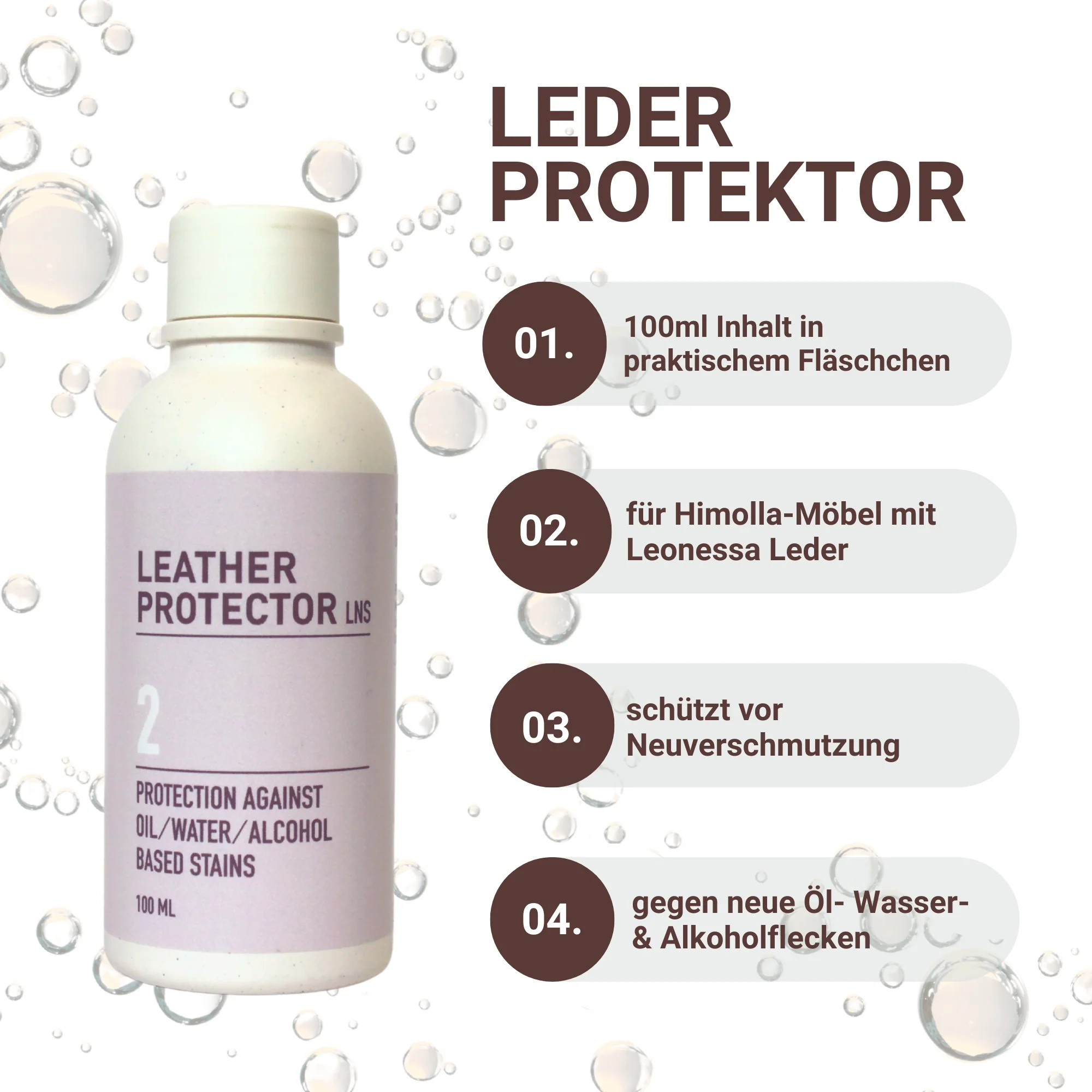 Lederpflege-Set, Himolla LNS Leather Care, 100ml Lederreiniger & 100ml Leder-Schutz inkl. Reinigungsschwamm & Tuch, für Leonessa Leder - Image 4