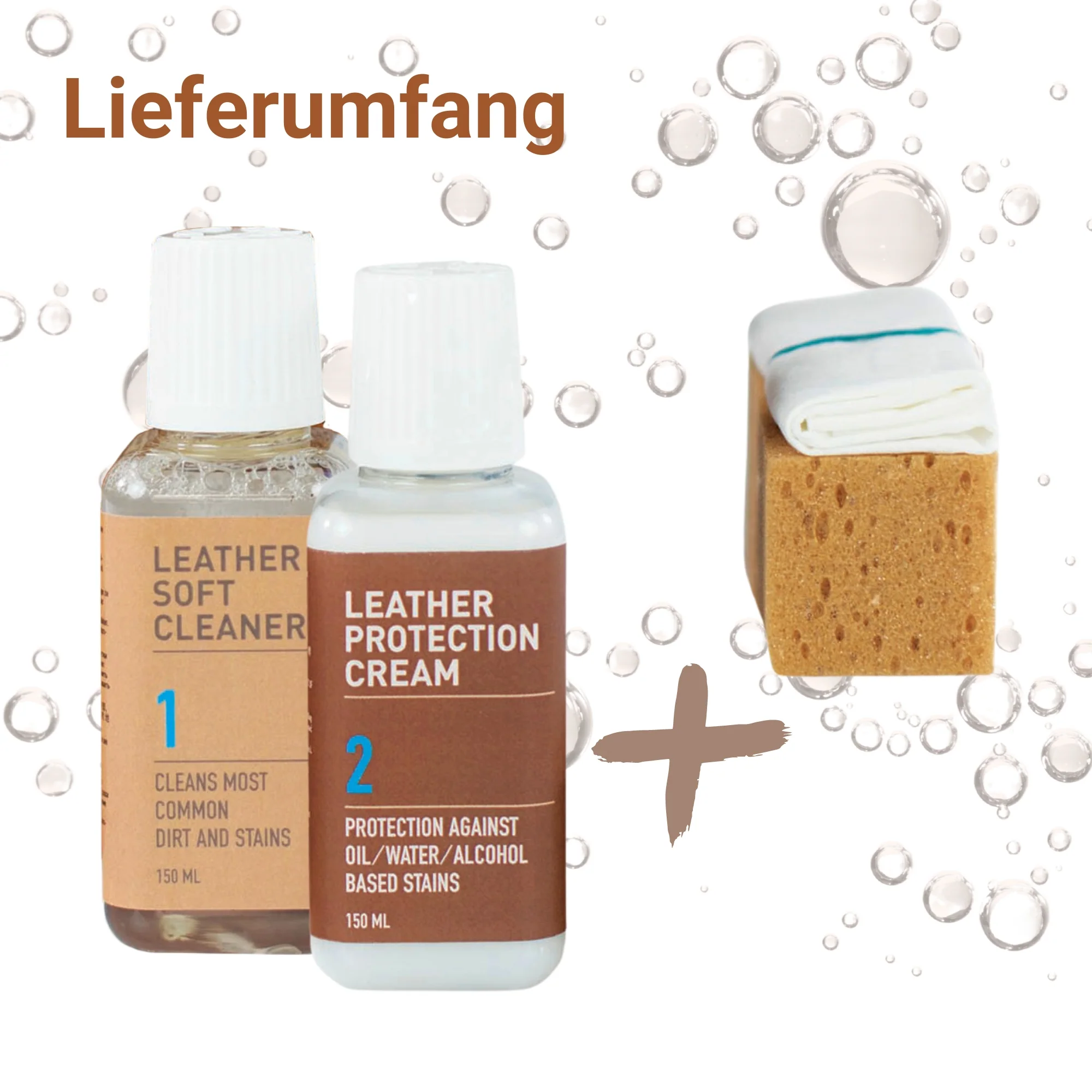 Lederpflege-Set, Himolla Natural Leather Care, 150ml Lederreiniger & 150ml Pflege-Creme inkl. Reinigungsschwamm & Tuch, Pflege- & Schutz für Anilin & Semi-Anilin Leder - Image 4