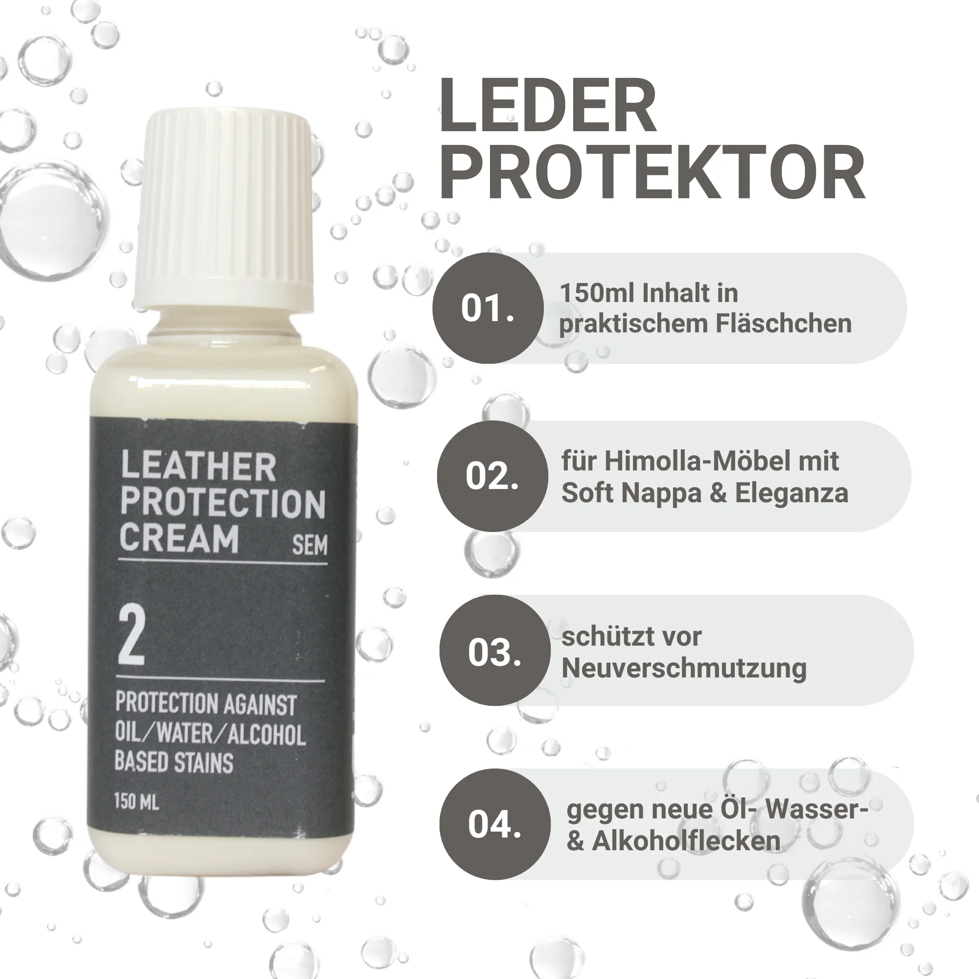 Lederpflege-Set, Himolla SEM Leather Care, 150ml Lederreiniger & 150ml Pflege-Creme inkl. Reinigungsschwamm & Tuch, Pflege- & Schutz für Soft Nappa, Eleganza und Mariposa Leder - Image 4