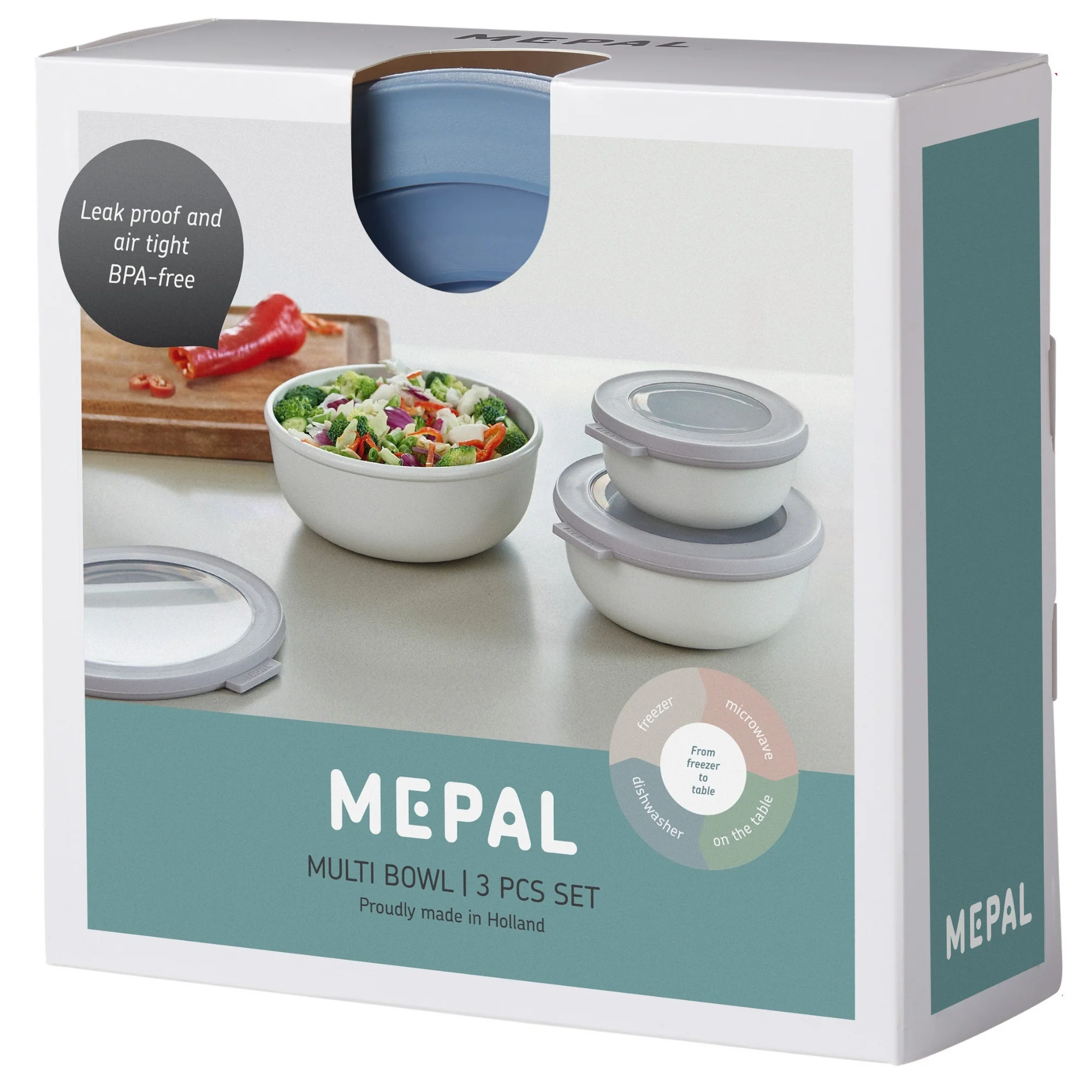 Mepal Schüsselset 3-tlg. Multi-Bowl, für Gefrierschrank, Mikrowelle und Spülmaschine, auslaufsicher, luft- und aromadicht, stapelbar - Image 13