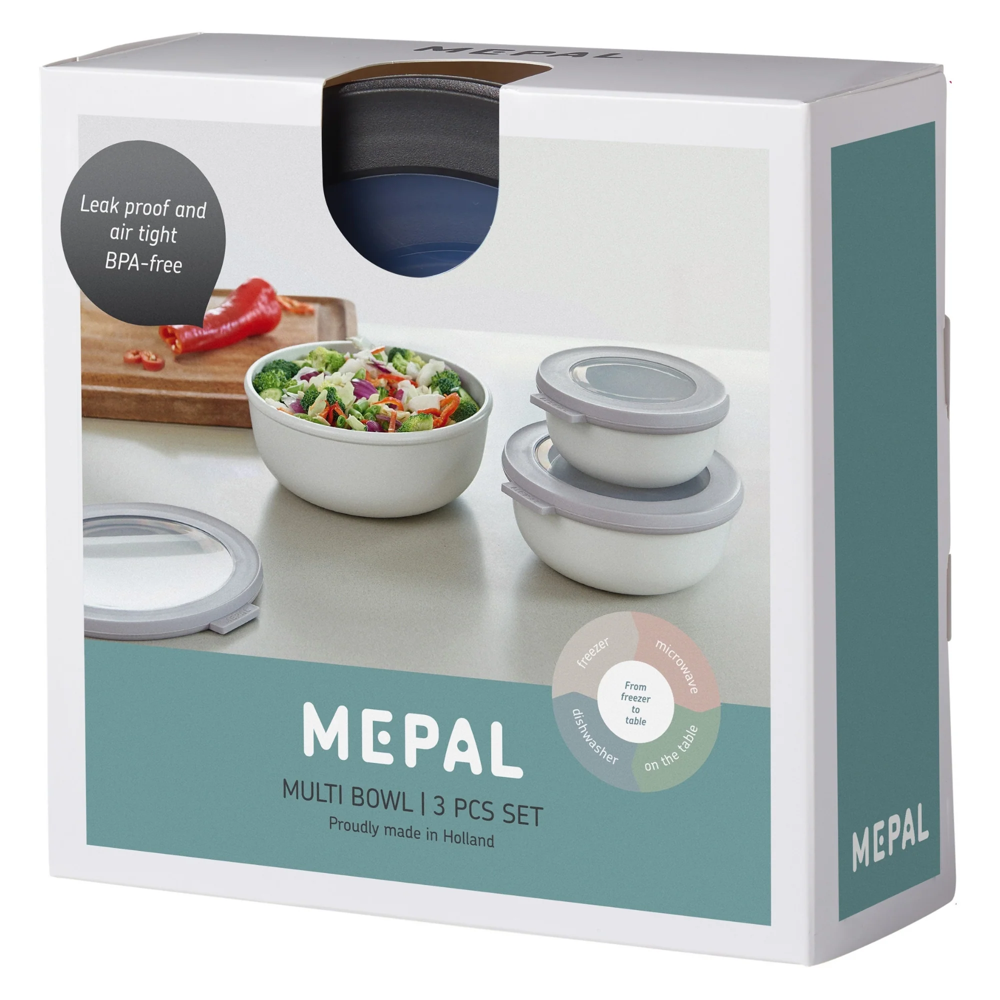 Mepal Schüsselset 3-tlg. Multi-Bowl, für Gefrierschrank, Mikrowelle und Spülmaschine, auslaufsicher, luft- und aromadicht, stapelbar - Image 15