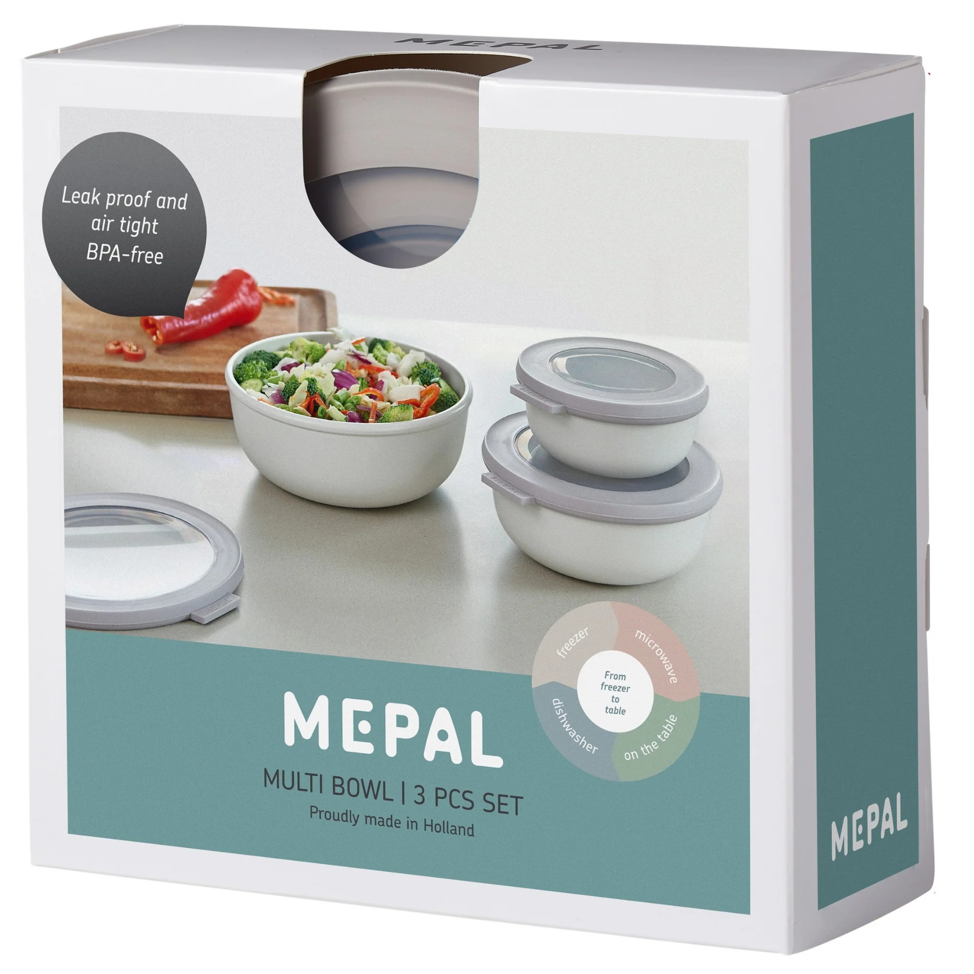 Mepal Schüsselset 3-tlg. Multi-Bowl, für Gefrierschrank, Mikrowelle und Spülmaschine, auslaufsicher, luft- und aromadicht, stapelbar - Image 16