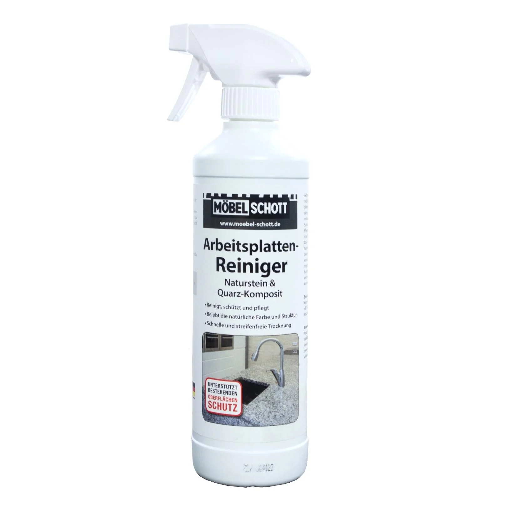 MÖBEL SCHOTT Arbeitsplatten Reiniger für Naturstein & Quarz, Reinigungsspray für Küche und Haushalt, 500 ml