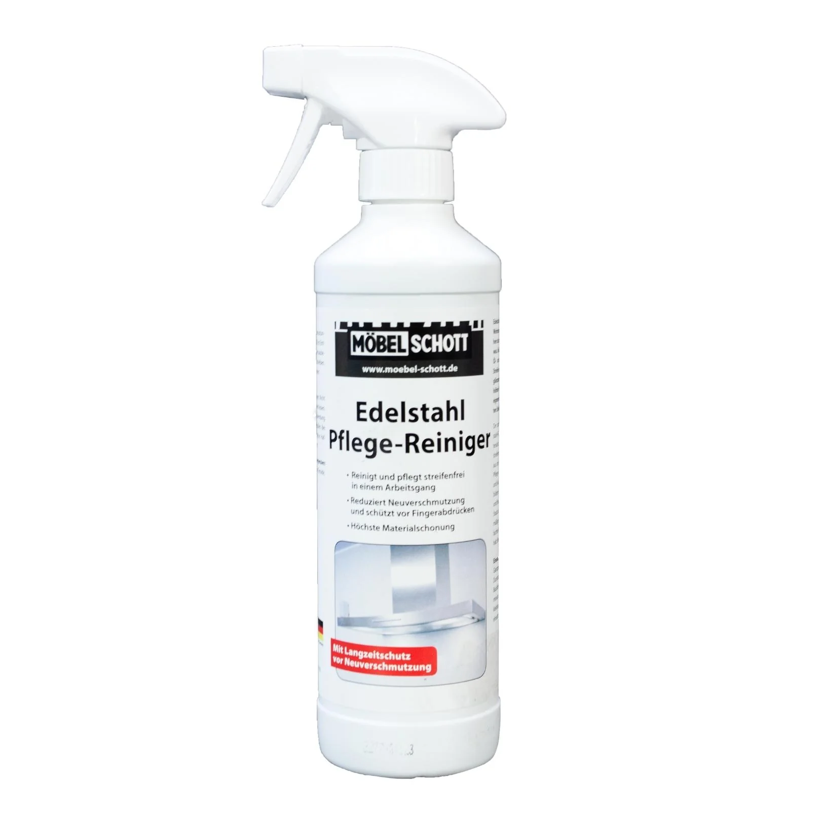 MÖBEL SCHOTT Pflege-Reiniger für Edelstahl, Küche, Haushalt & Garten, streifenfrei, 500 ml