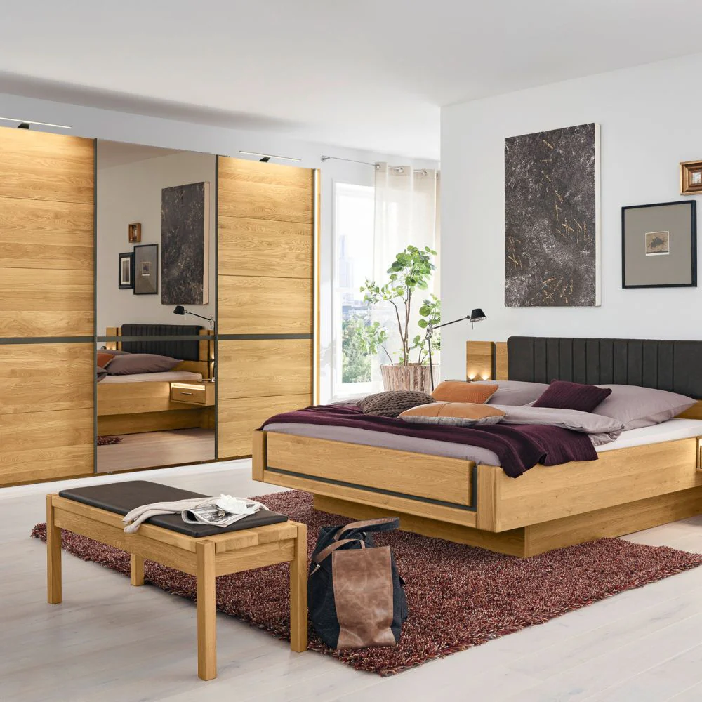 Musterring Ankleidebank Sorrent, Sitzbank mit Kunstleder Sitzauflage, Eiche massiv - Image 2