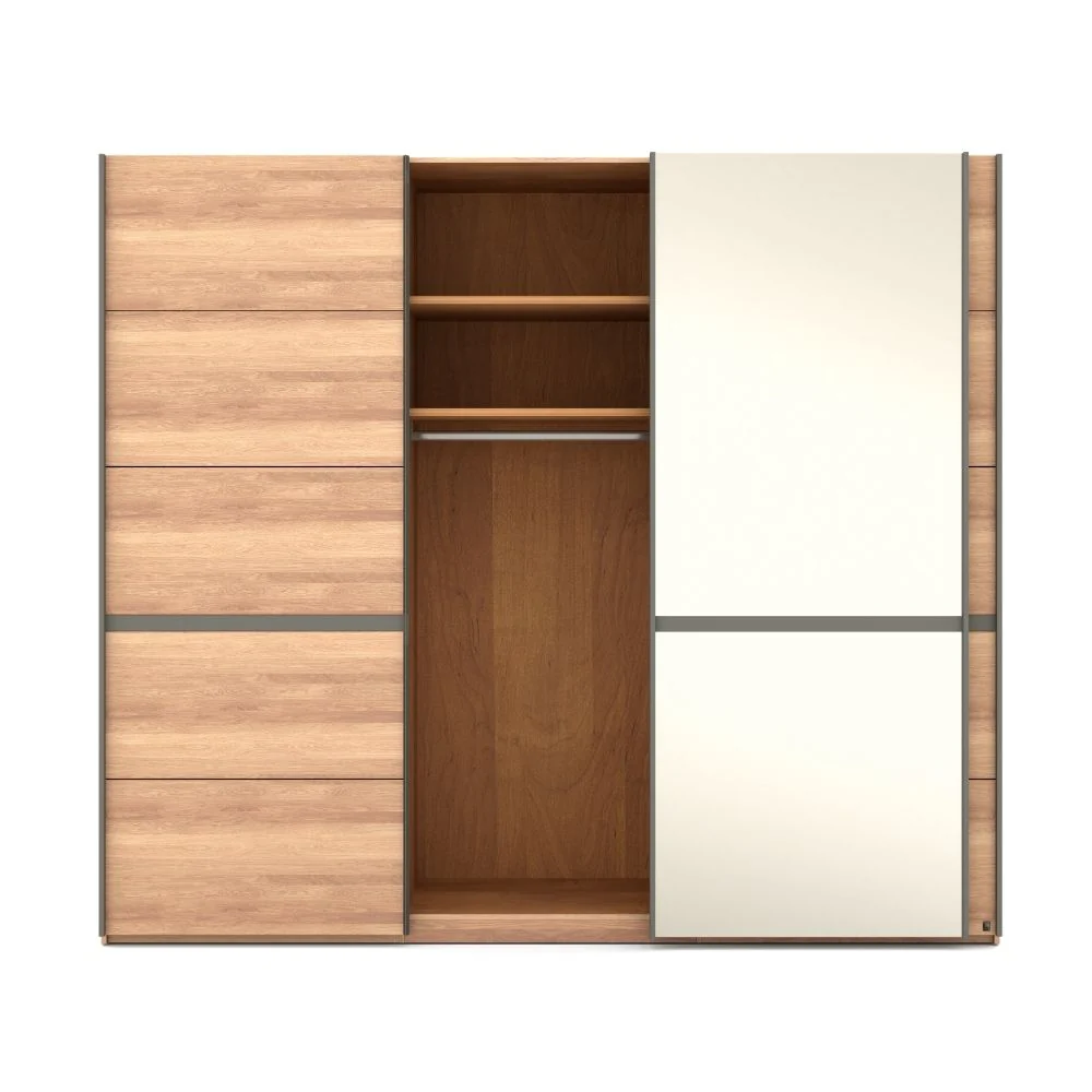 Musterring Kleiderschrank Sorrent 3 türig, Schiebetürenschrank mit Spiegel, Eiche massiv - Image 5