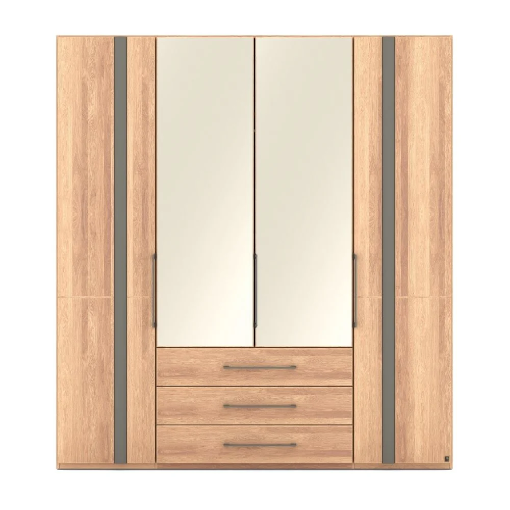 Musterring Kleiderschrank Sorrent 4-türig mit Spiegel + 3 Schubkästen, Eiche massiv - Image 5