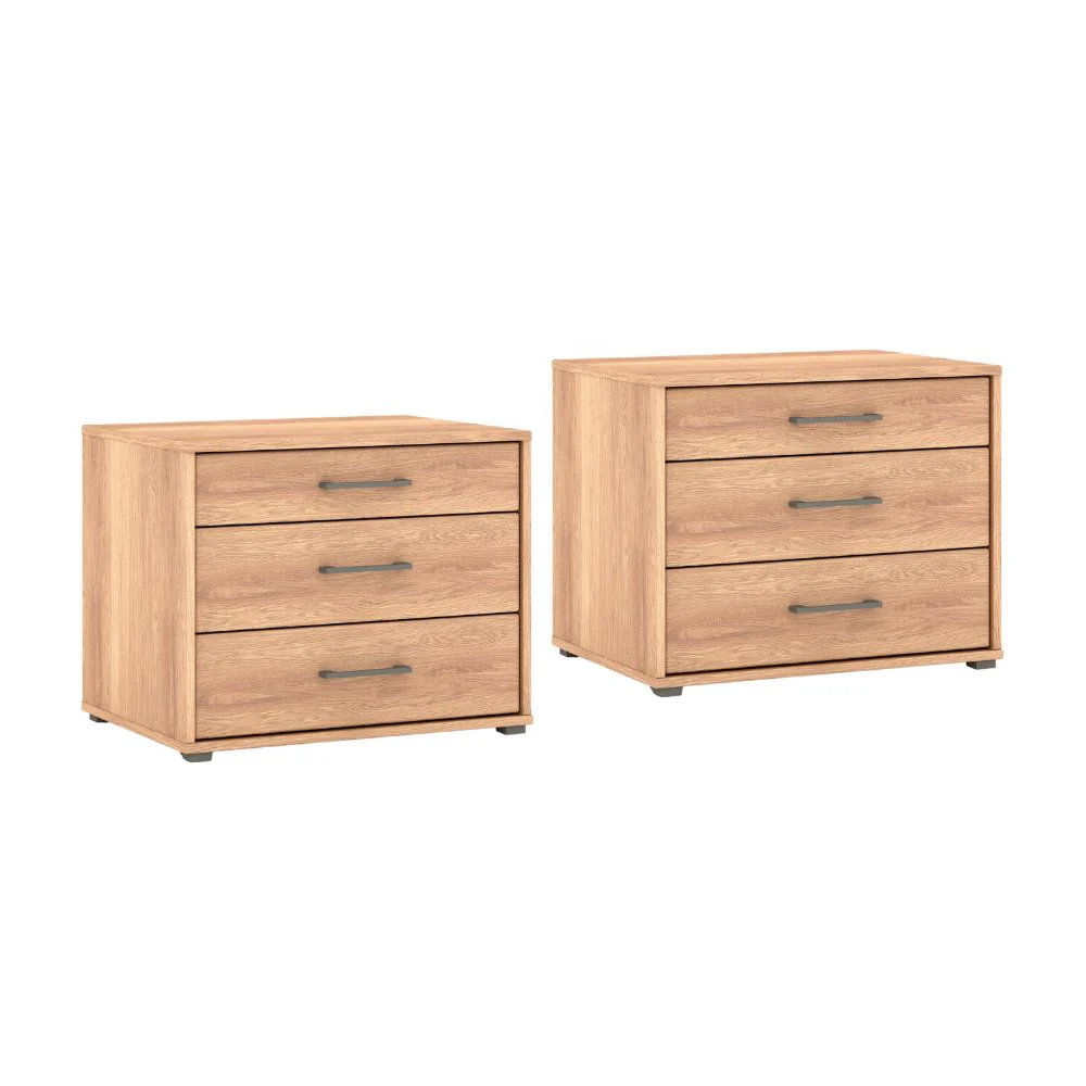 Musterring Nachtkonsole Sorrent, 2er Set Nachttische inkl. 3 Schubkästen, Eiche