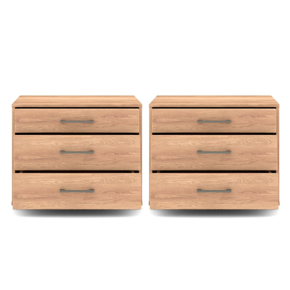 Musterring Nachtkonsole Sorrent, 2er Set Nachttische inkl. 3 Schubkästen, Eiche - Image 3