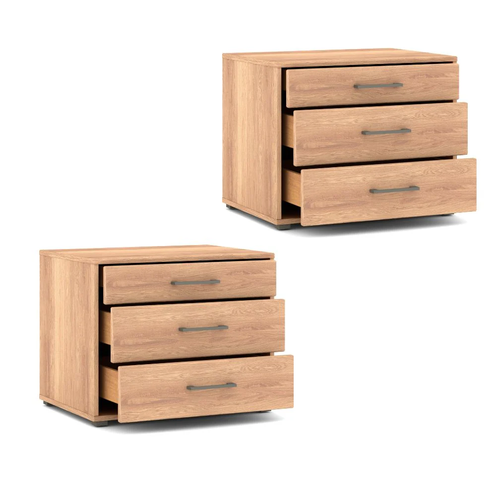 Musterring Nachtkonsole Sorrent, 2er Set Nachttische inkl. 3 Schubkästen, Eiche - Image 4
