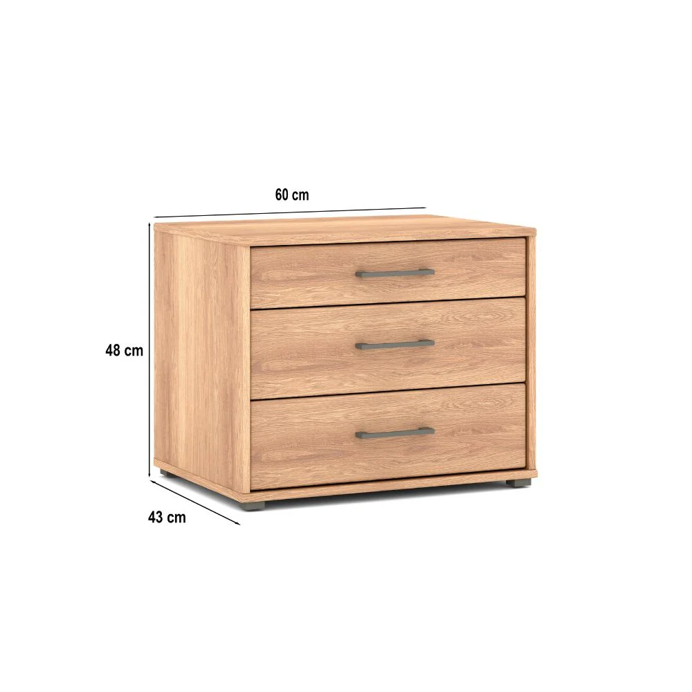 Musterring Nachtkonsole Sorrent, 2er Set Nachttische inkl. 3 Schubkästen, Eiche - Image 5