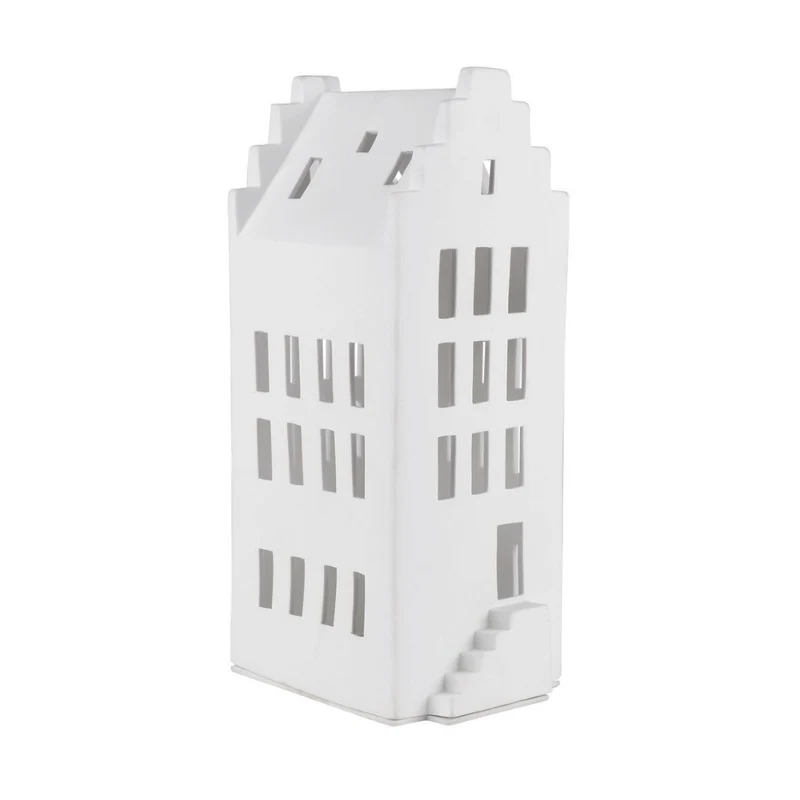 Räder Lichthaus aus Porzellan, Teelichthalter Deko Haus, groß, Giebeldach, 20cm