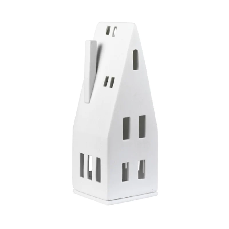 Räder Lichthaus aus Porzellan, Teelichthalter Deko Haus, groß, Spitzdach, 20cm