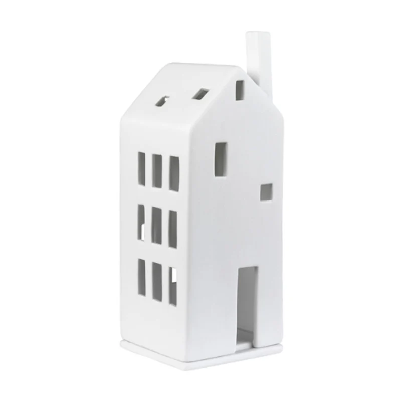 Räder Lichthaus aus Porzellan, Teelichthalter Deko Haus, mittel, große Tür, 19cm