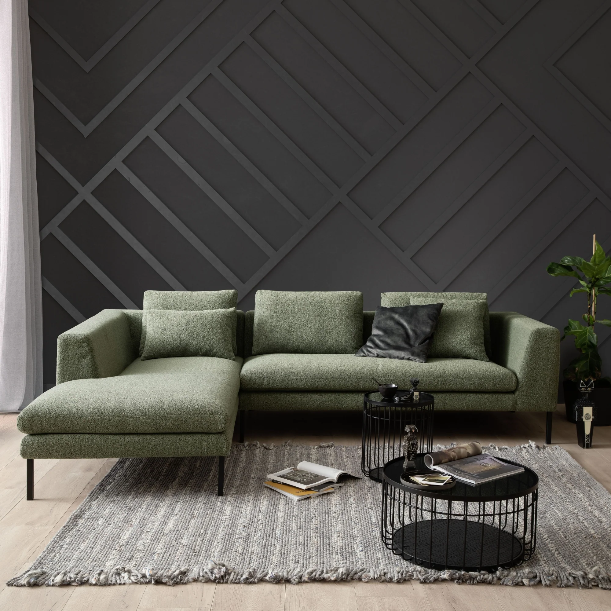 RAUM.FREUNDE Ecksofa Helmi 2,5 Sitzer mit Longchair, Stoffbezug Eukalyptus - Image 2