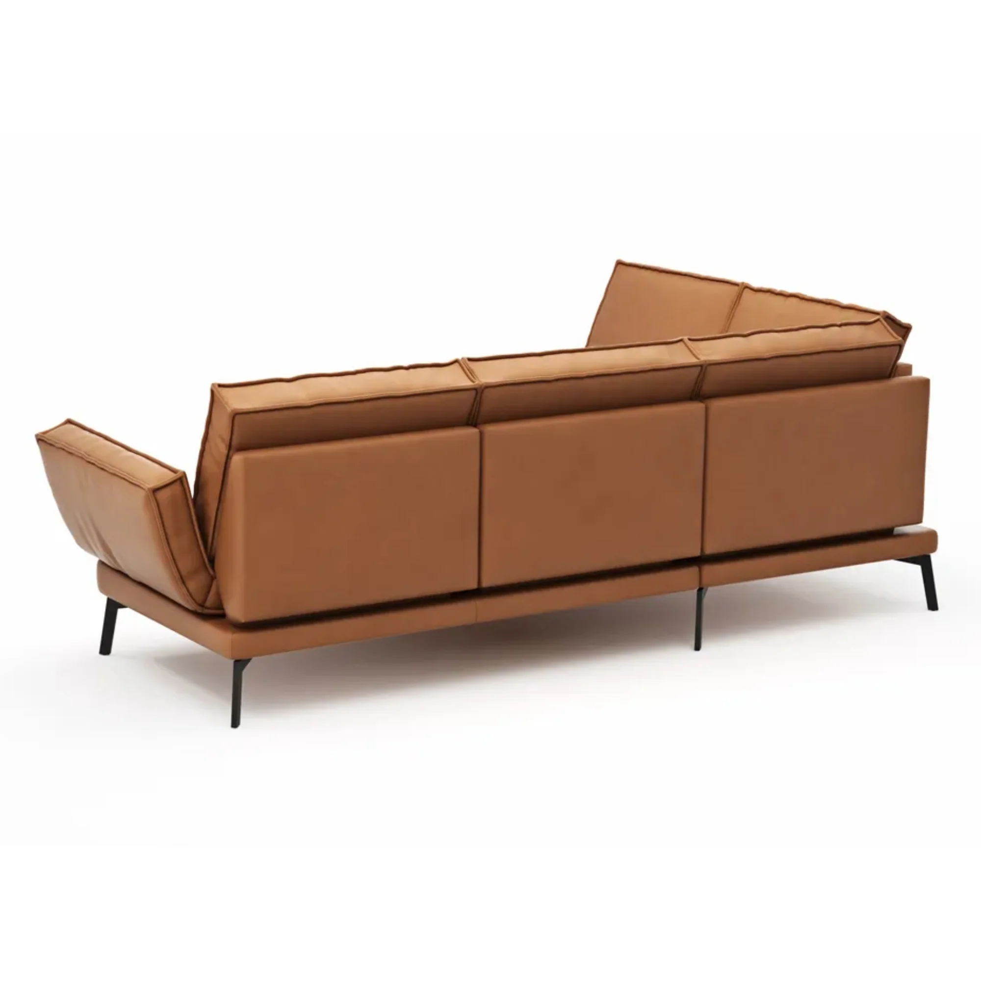 RAUM.FREUNDE Ecksofa MY, mit verstellbarer Rücken- & Armlehne + Drehsitze, Lederbezug Cognac - Image 3