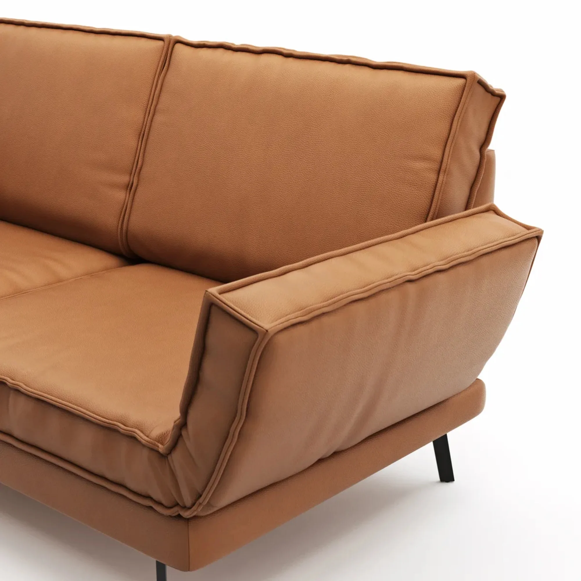 RAUM.FREUNDE Ecksofa MY, mit verstellbarer Rücken- & Armlehne + Drehsitze, Lederbezug Cognac - Image 5