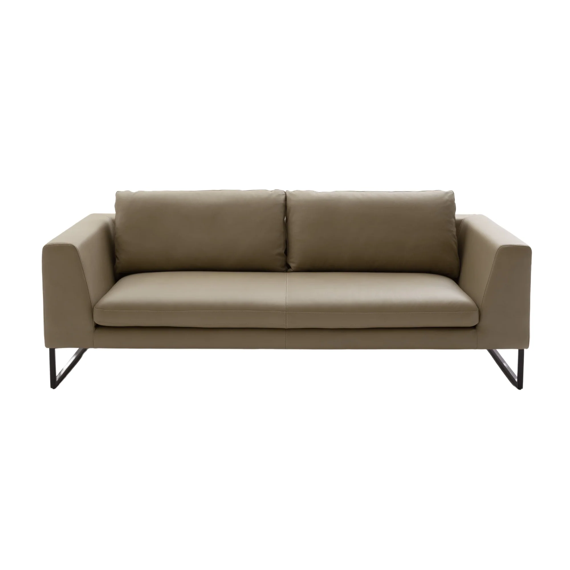RAUM.FREUNDE Sofa Helmi 3 Sitzer mit Metallkufen, Lederbezug Cappucchino