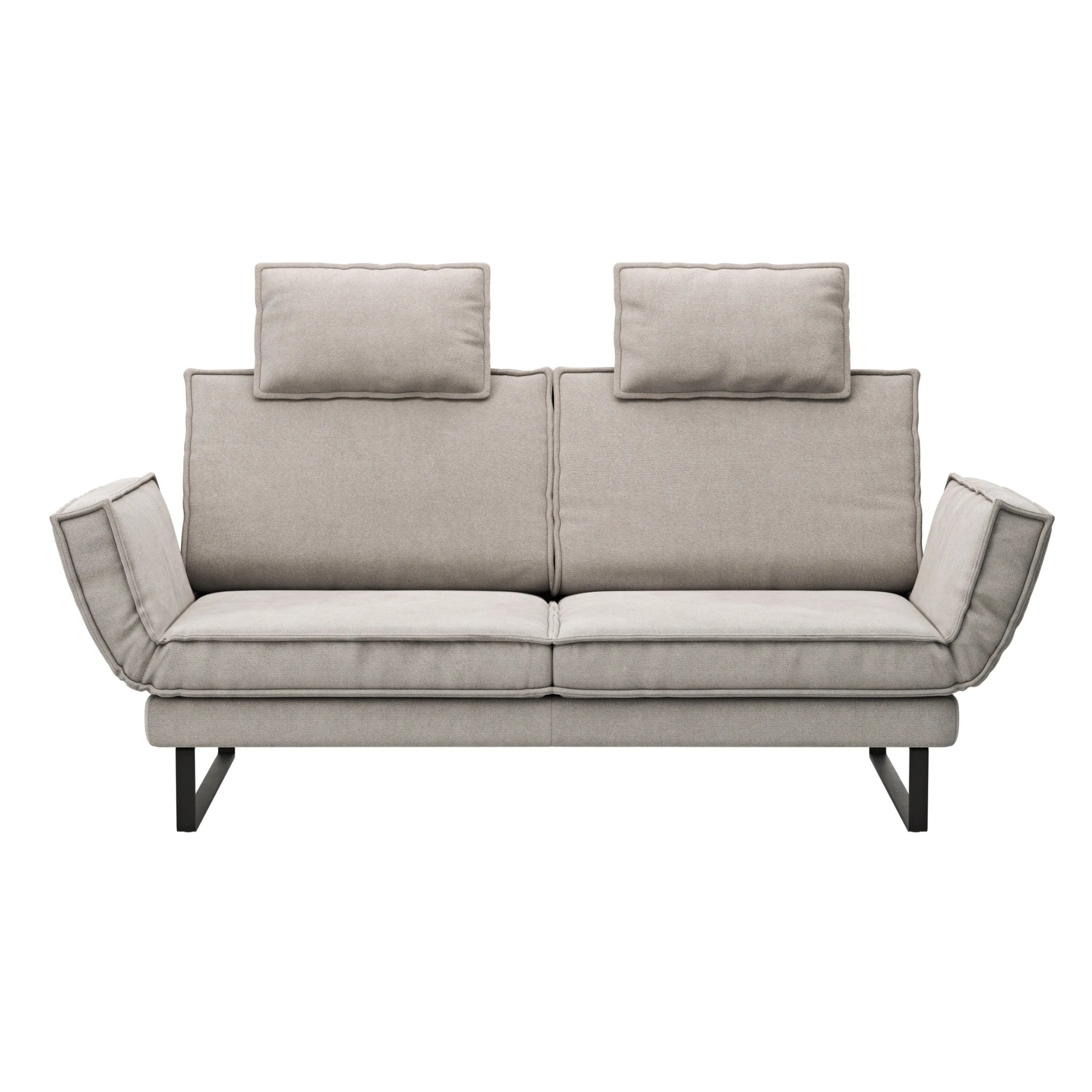 RAUM.FREUNDE Sofa MY, 2,5-Sitzer mit verstellbarer Rücken- & Armlehne + Drehsitze, Stoffbezug Hellgrau