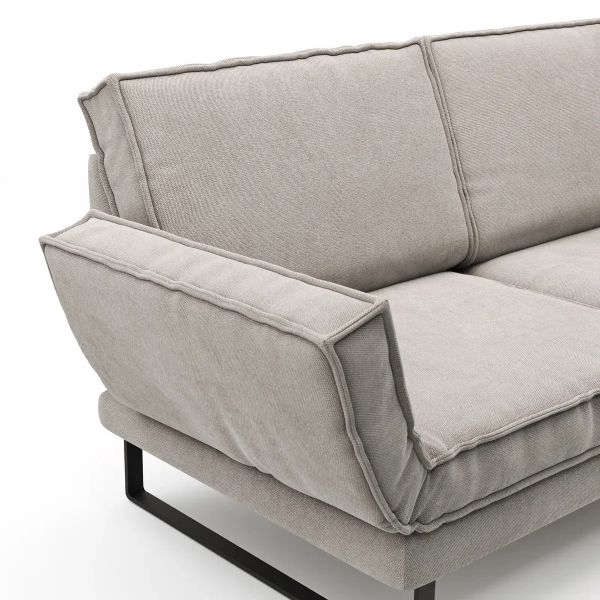 RAUM.FREUNDE Sofa MY, 2,5-Sitzer mit verstellbarer Rücken- & Armlehne + Drehsitze, Stoffbezug Hellgrau - Image 4