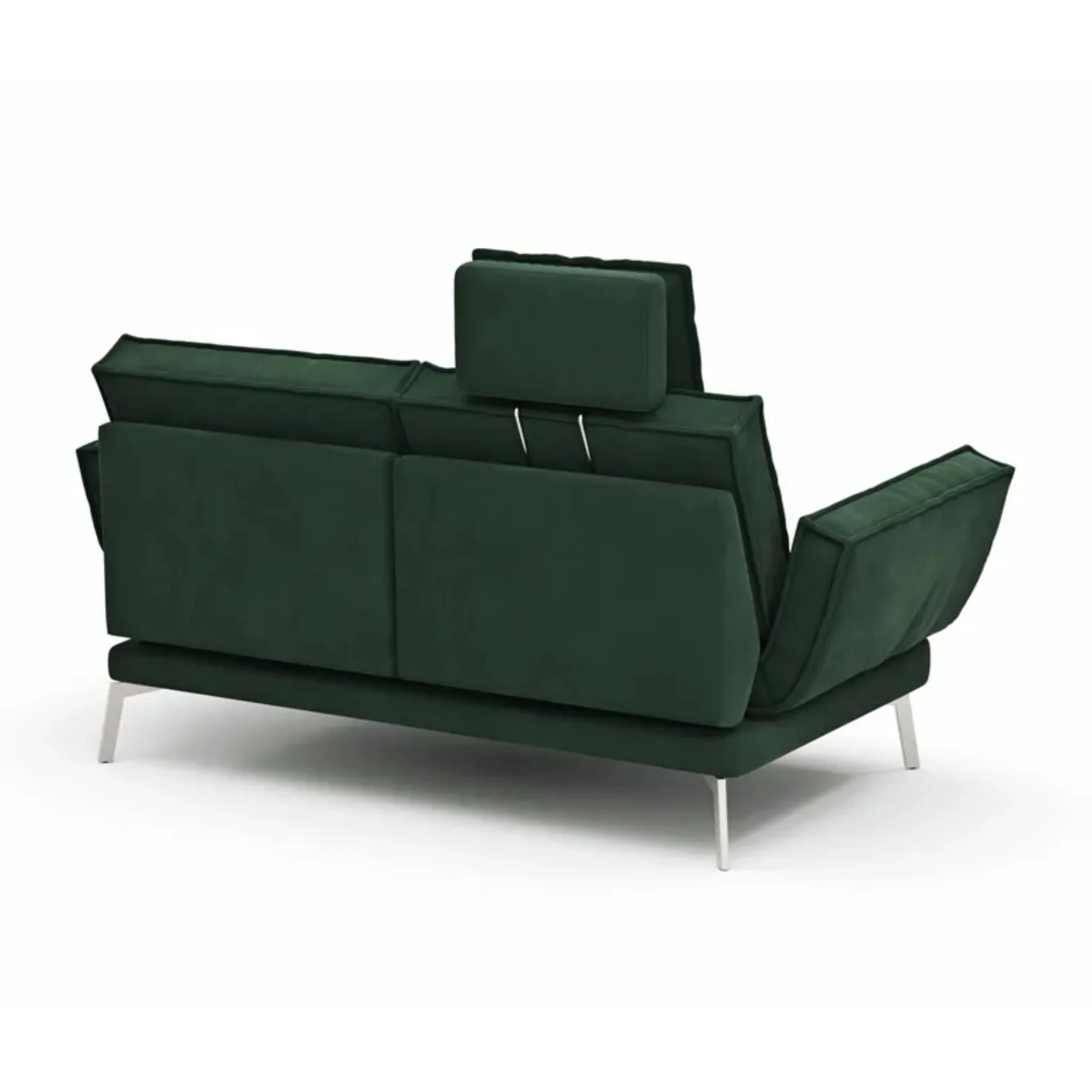 RAUM.FREUNDE Sofa MY, 2-Sitzer mit verstellbarer Rücken- & Armlehne, inkl. Kopfstütze + Drehsitze, Stoffbezug Dunkelgrün - Image 4