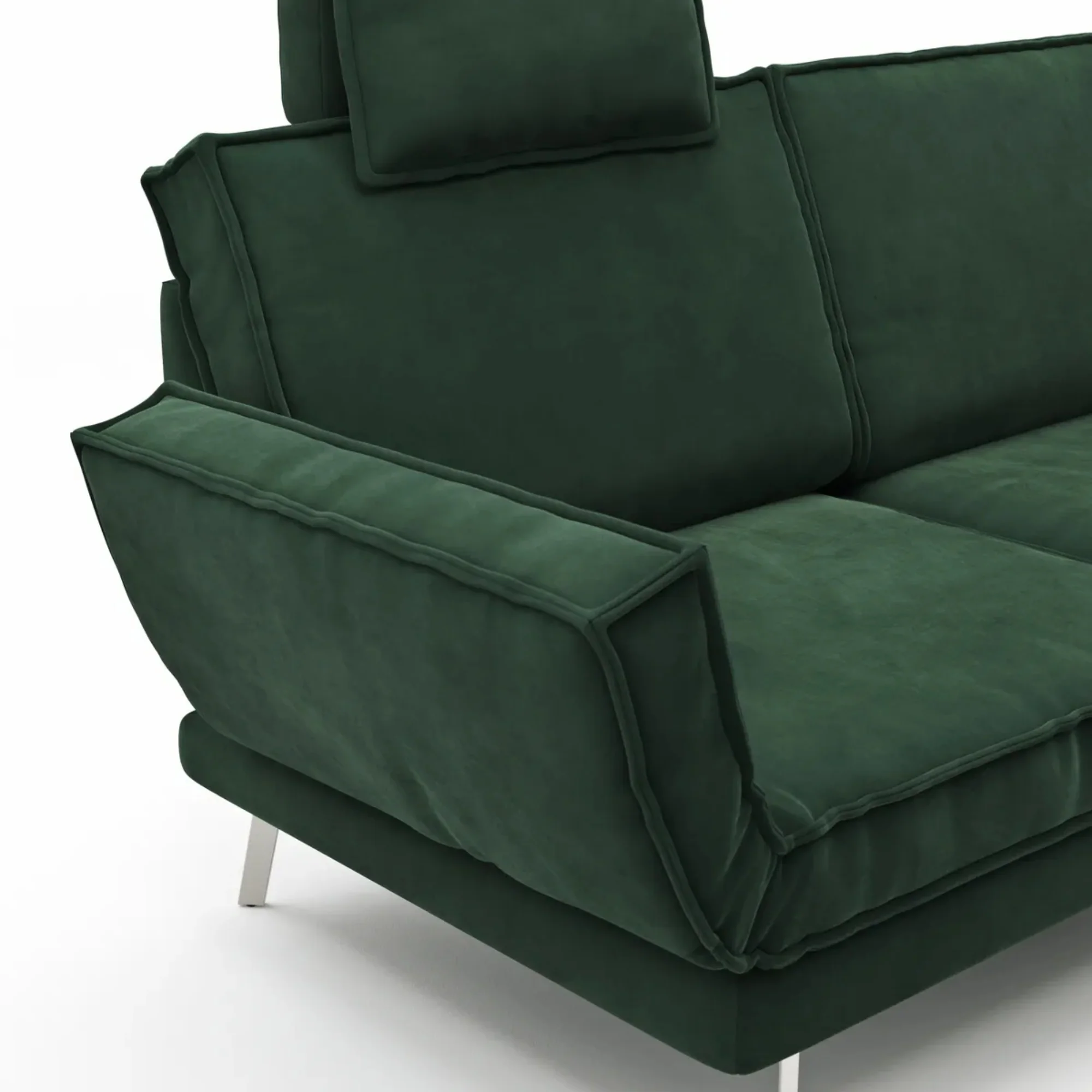 RAUM.FREUNDE Sofa MY, 2-Sitzer mit verstellbarer Rücken- & Armlehne, inkl. Kopfstütze + Drehsitze, Stoffbezug Dunkelgrün - Image 5
