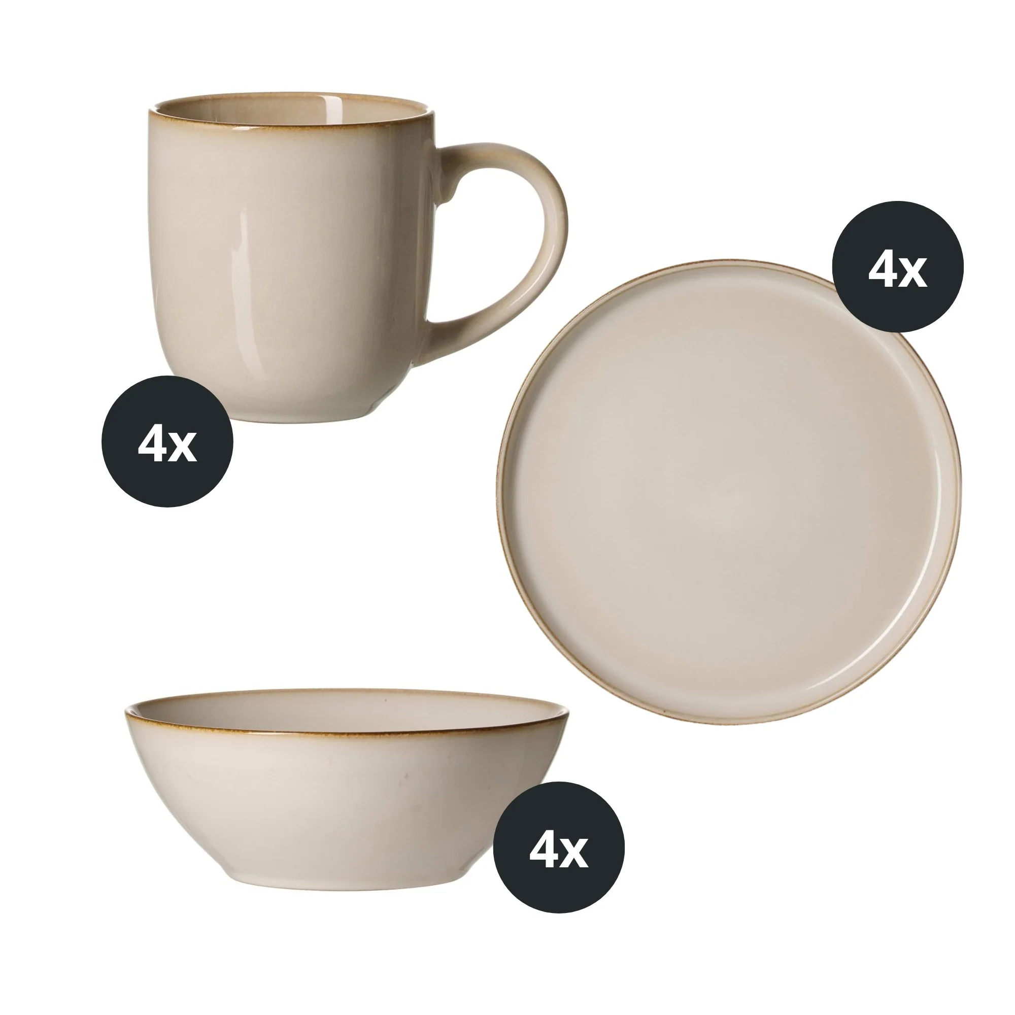 Ritzenhoff & Breker Steingut Geschirr-Set Olivia 12-tlg. Frühstücksset beige - Image 4