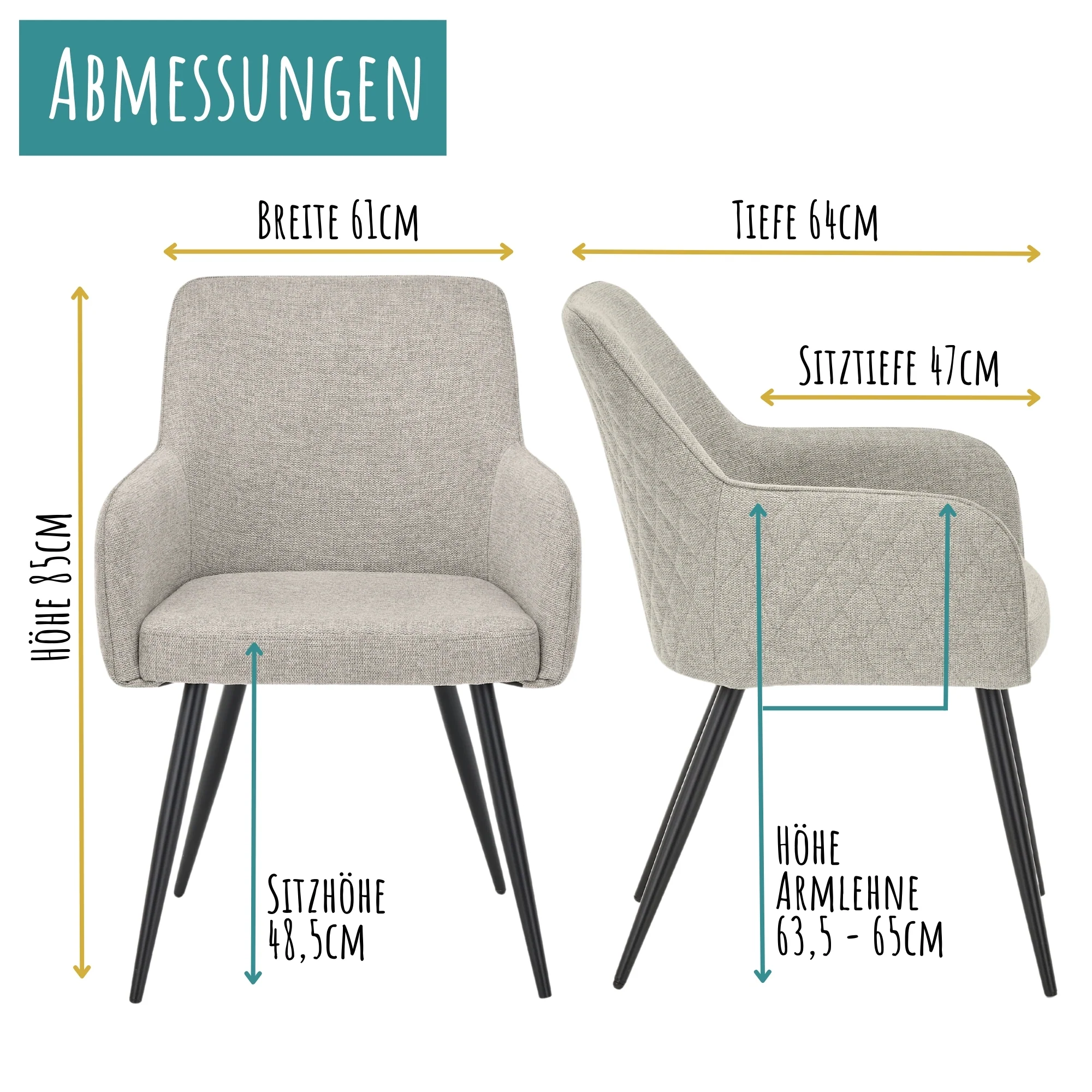 set one by Musterring Esszimmerstühle 'Akron' 2er-Set, Polsterstuhl mit Arm- & Rückenlehne, Küchenstuhl mit gepolsterter Sitzfläche, grün - Image 7