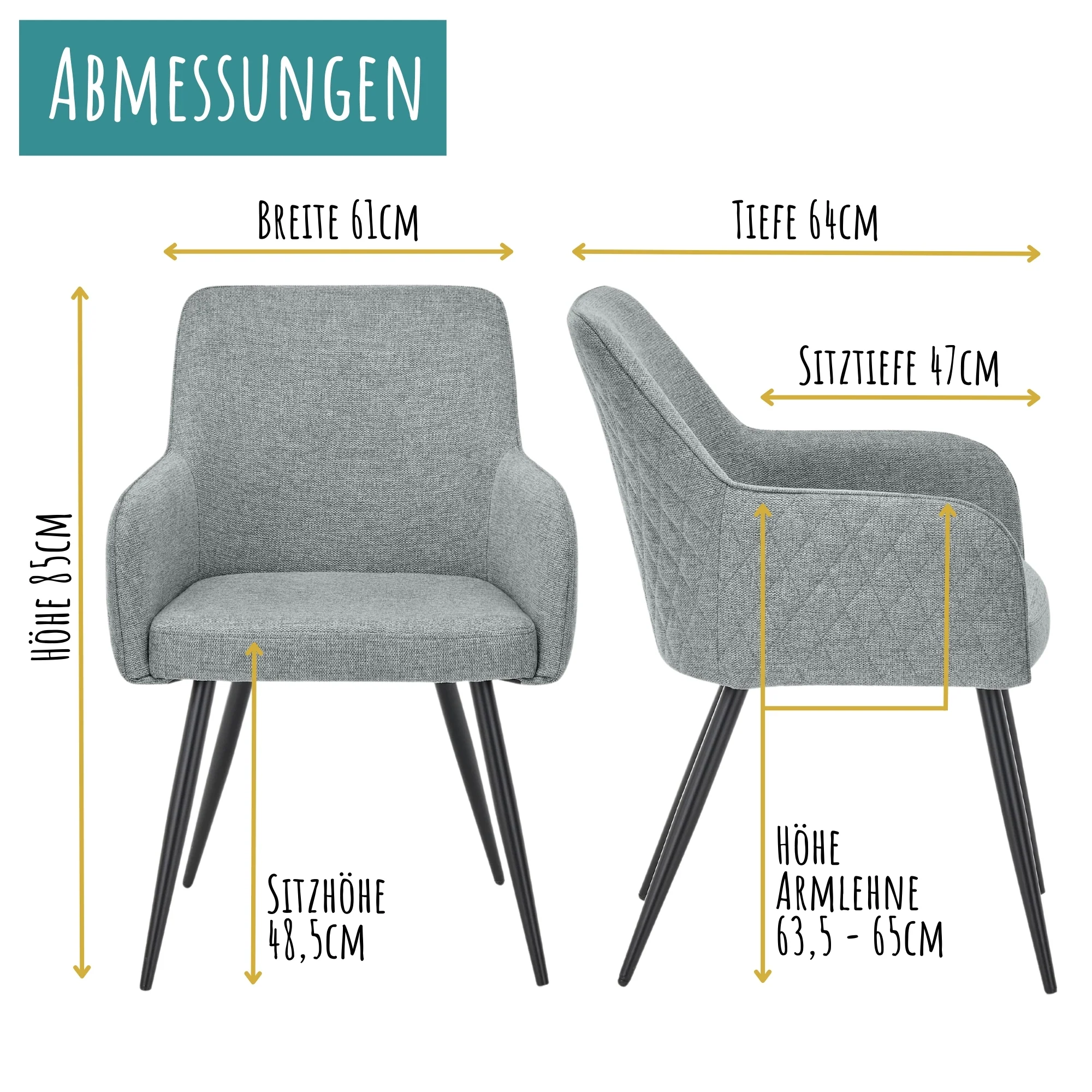 set one by Musterring Esszimmerstühle 'Akron' 2er-Set, Polsterstuhl mit Arm- & Rückenlehne, Küchenstuhl mit gepolsterter Sitzfläche, grün - Image 9
