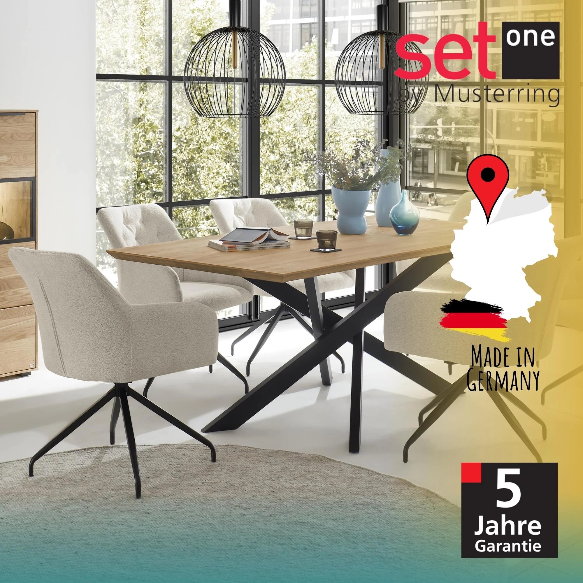 set one by Musterring Esszimmerstühle 'Seattle' 2er-Set, 360° drehbar, Polsterstuhl mit Arm- & Rückenlehne, Küchenstuhl mit gepolsterter Sitzfläche, cremeweiß - Image 16